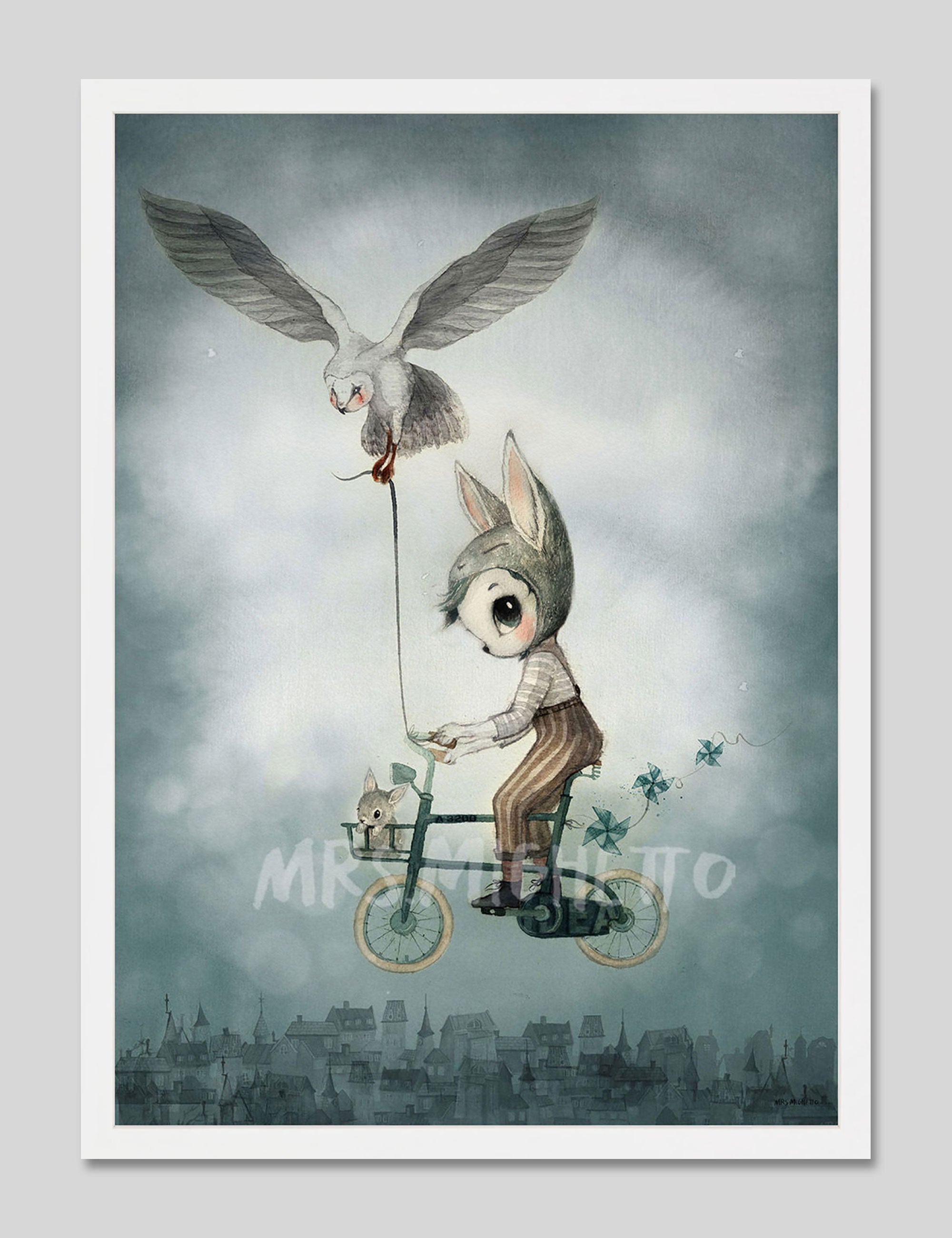 Mr Simon by Mrs Mighetto Art Print in White Frame