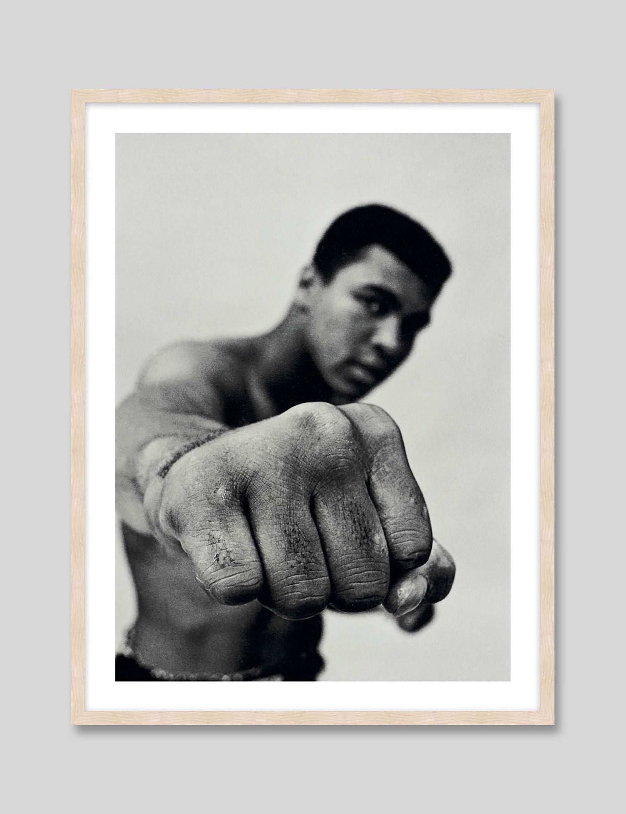 Muhammad Ali Fist Art Print in Natural Frame