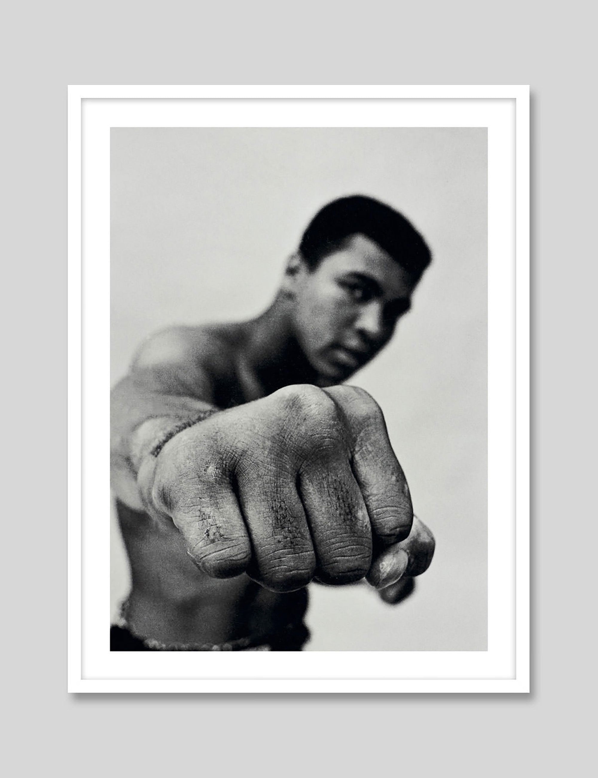 Muhammad Ali Fist Art Print in White Frame