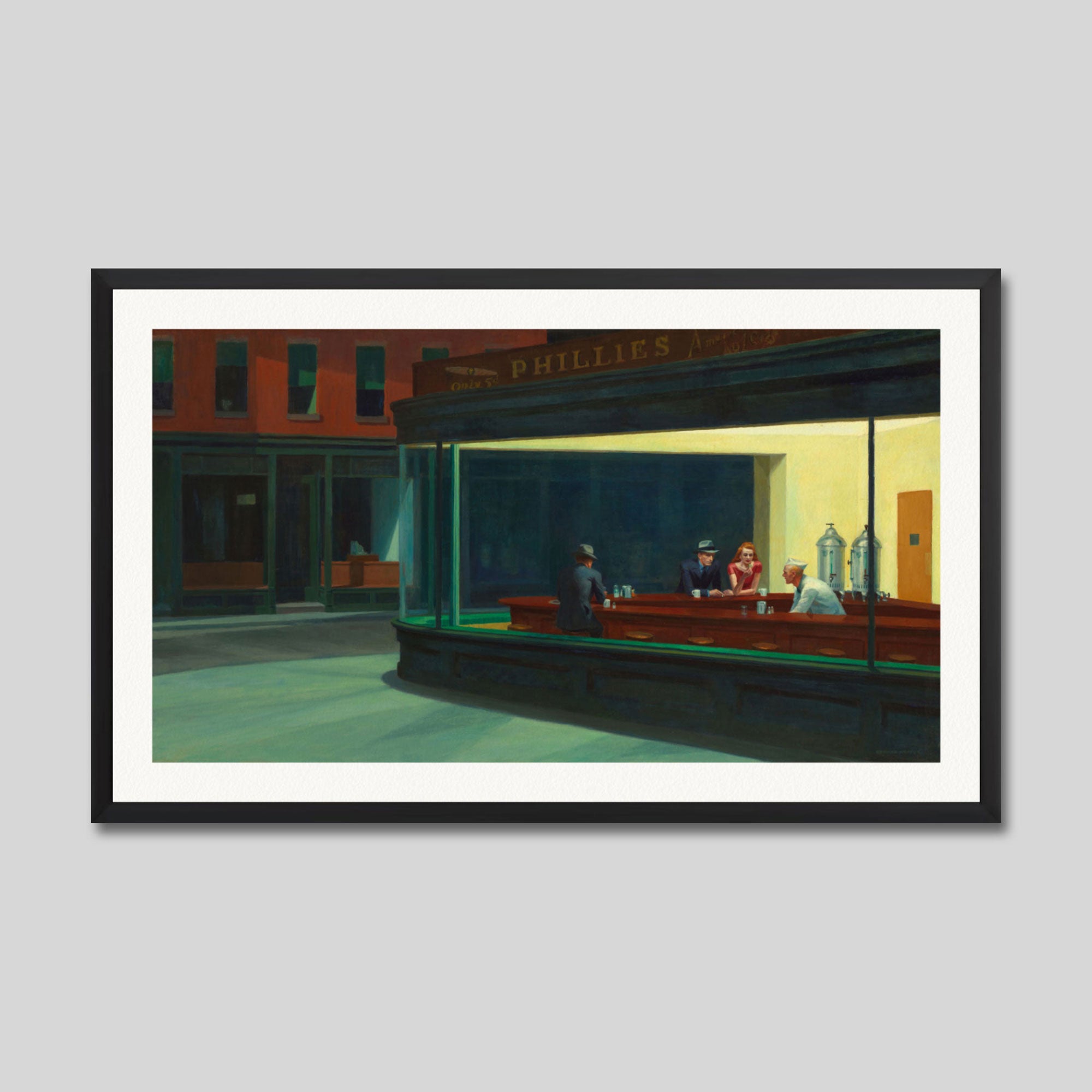 Nighthawks by Edward Hopper Art Print in Black Frame