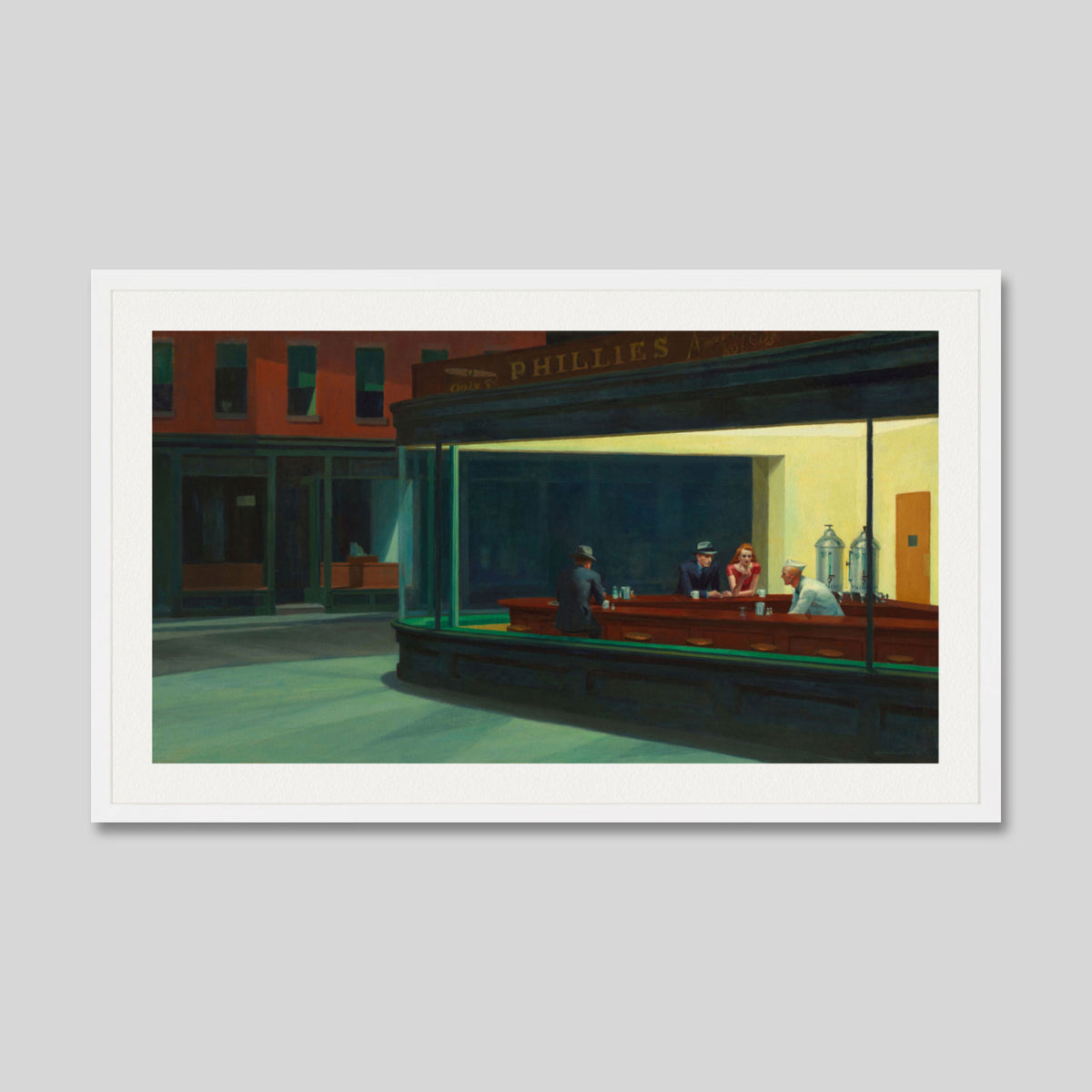 Nighthawks by Edward Hopper Art Print in White Frame