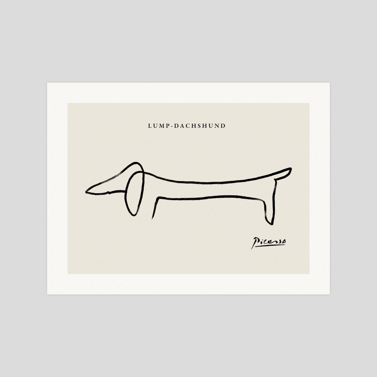 Pablo Picasso Lump Dashshund gallery quality art print produced using 100% cotton rag textured art paper and pigment based archival inks in New Zealand.