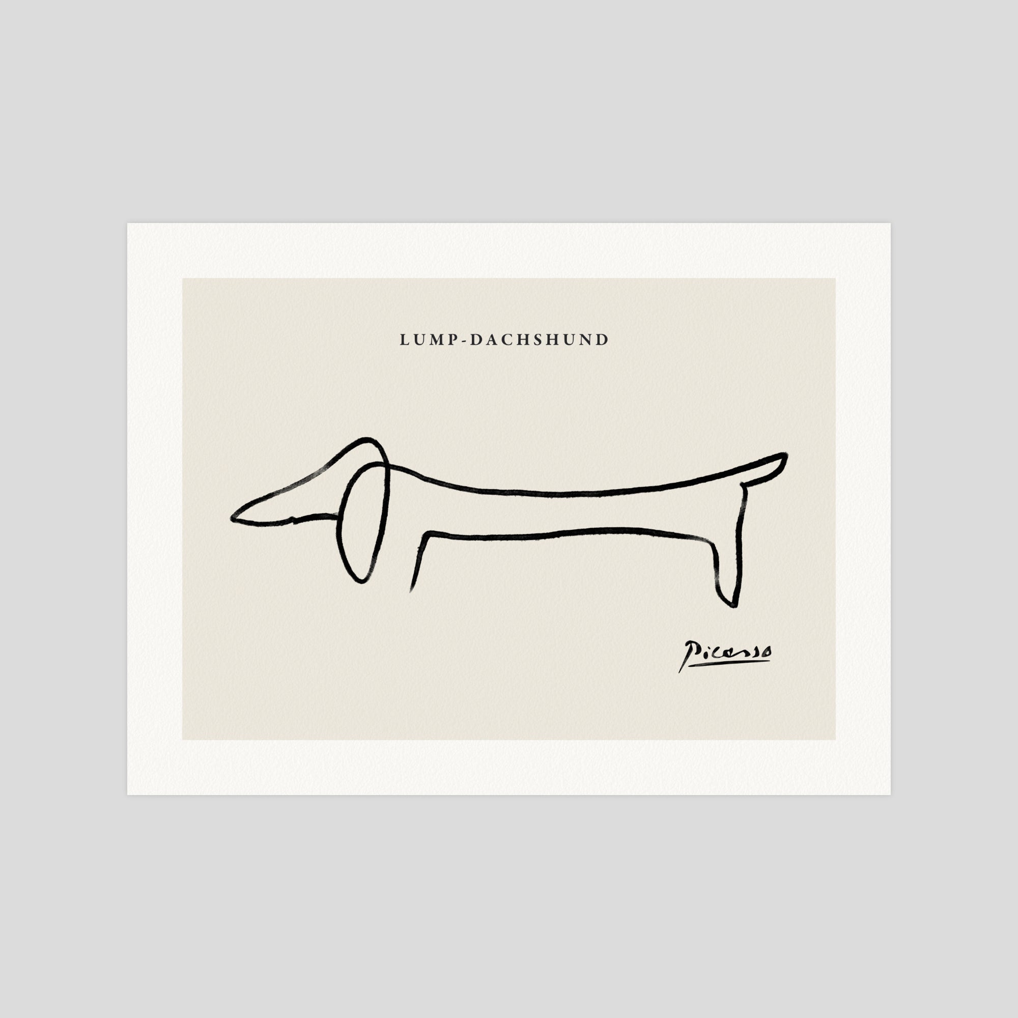 Pablo Picasso Lump Dashshund gallery quality art print produced using 100% cotton rag textured art paper and pigment based archival inks in New Zealand.