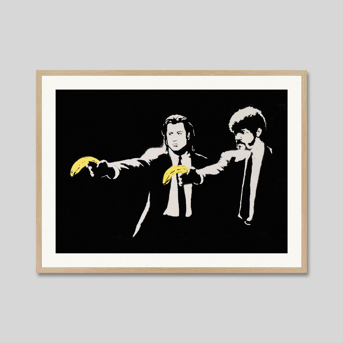 Peel Fiction by Banksy Art Print in Natural Frame