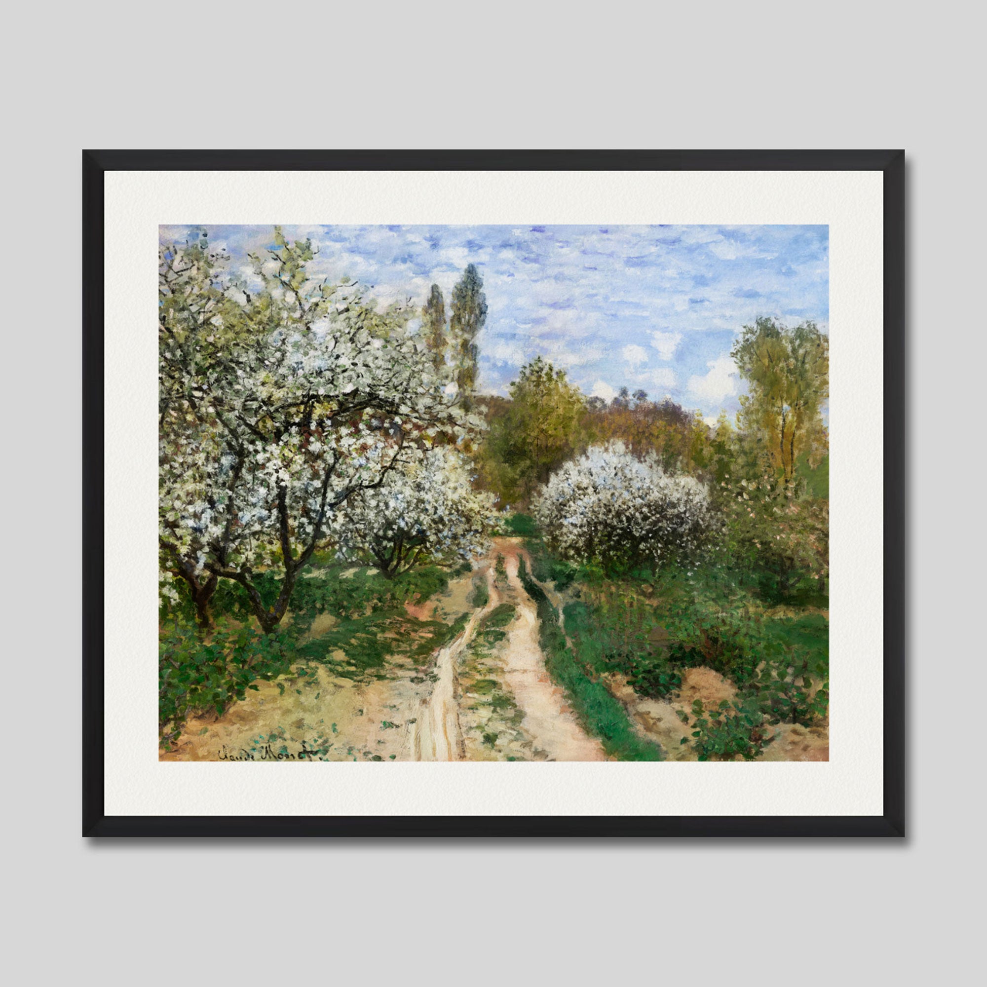 Pommiers en fleurs by Claude Monet Art Print in Black Frame