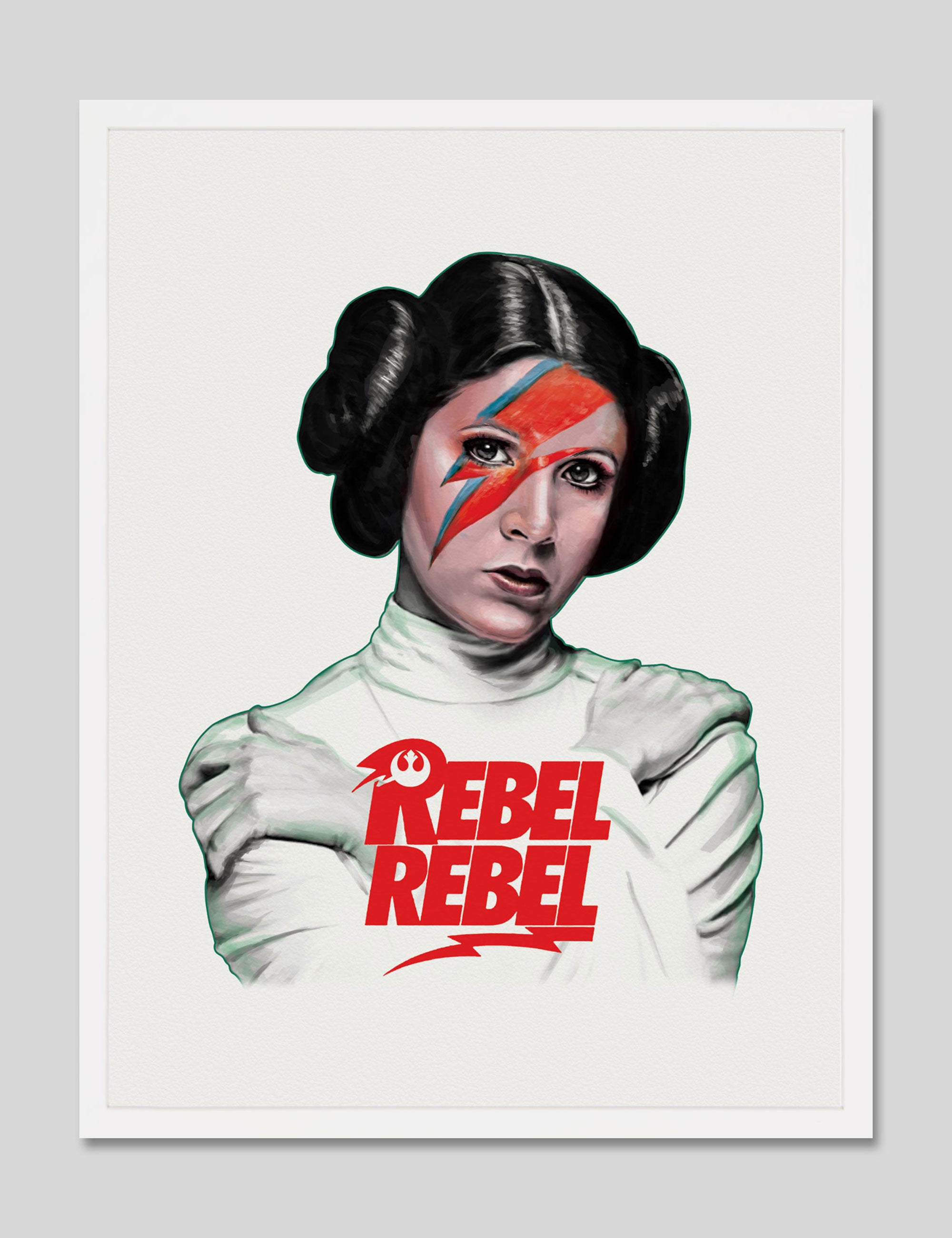 Princess Leia Rebel Rebel by Anon Art Print in White Frame