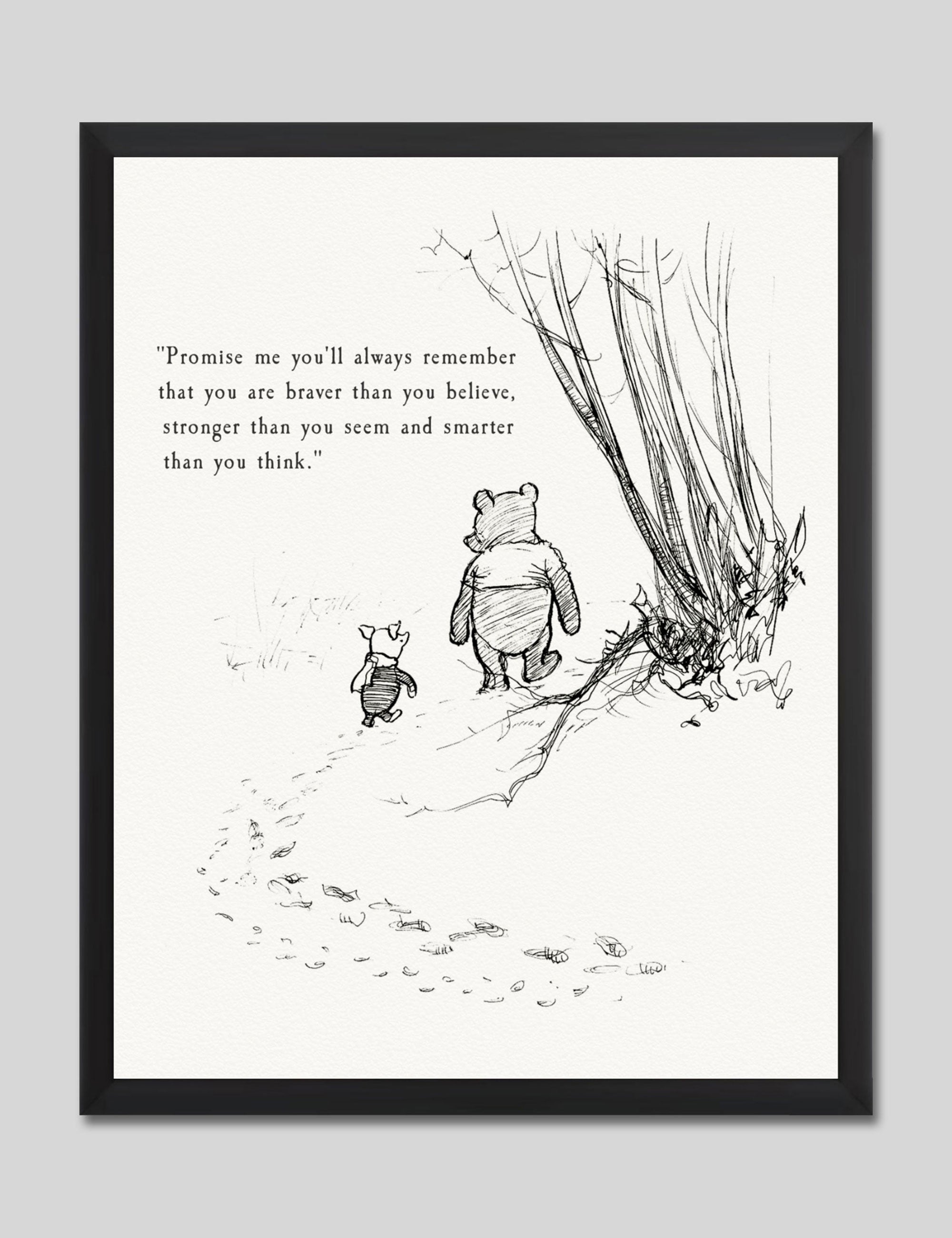 Winnie The Pooh - Promise Me Art Print in Black Frame