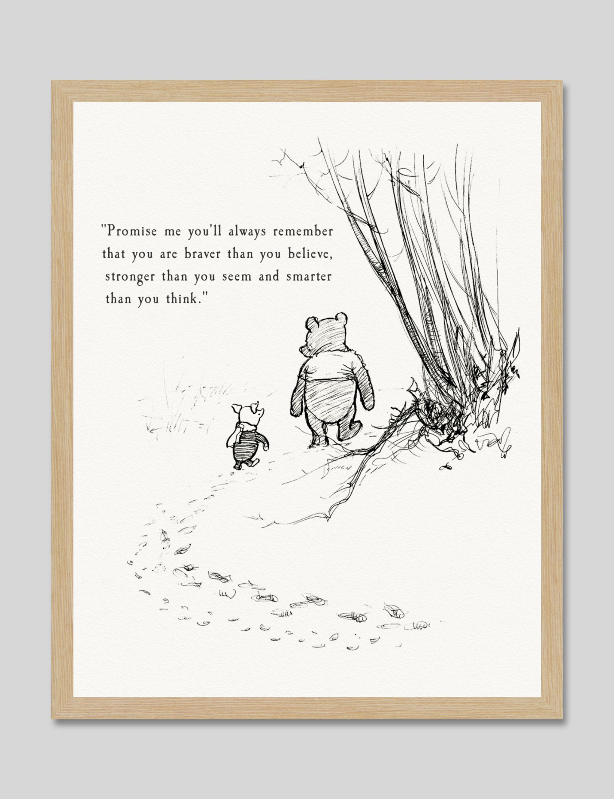 Winnie The Pooh - Promise Me Art Print in Natural Frame