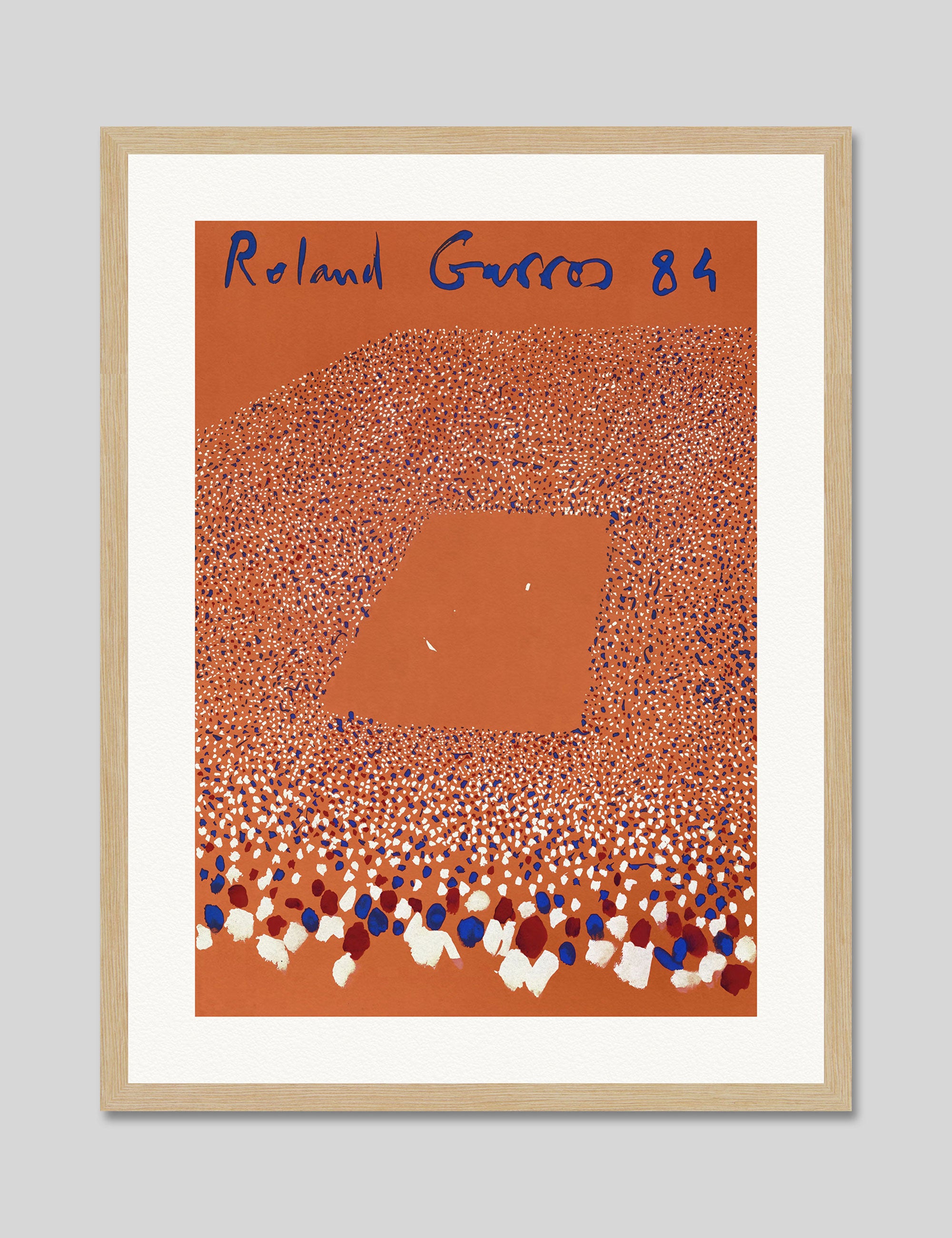 Roland Garros 84 by Gilles Aillaud Art Print in Natural Frame