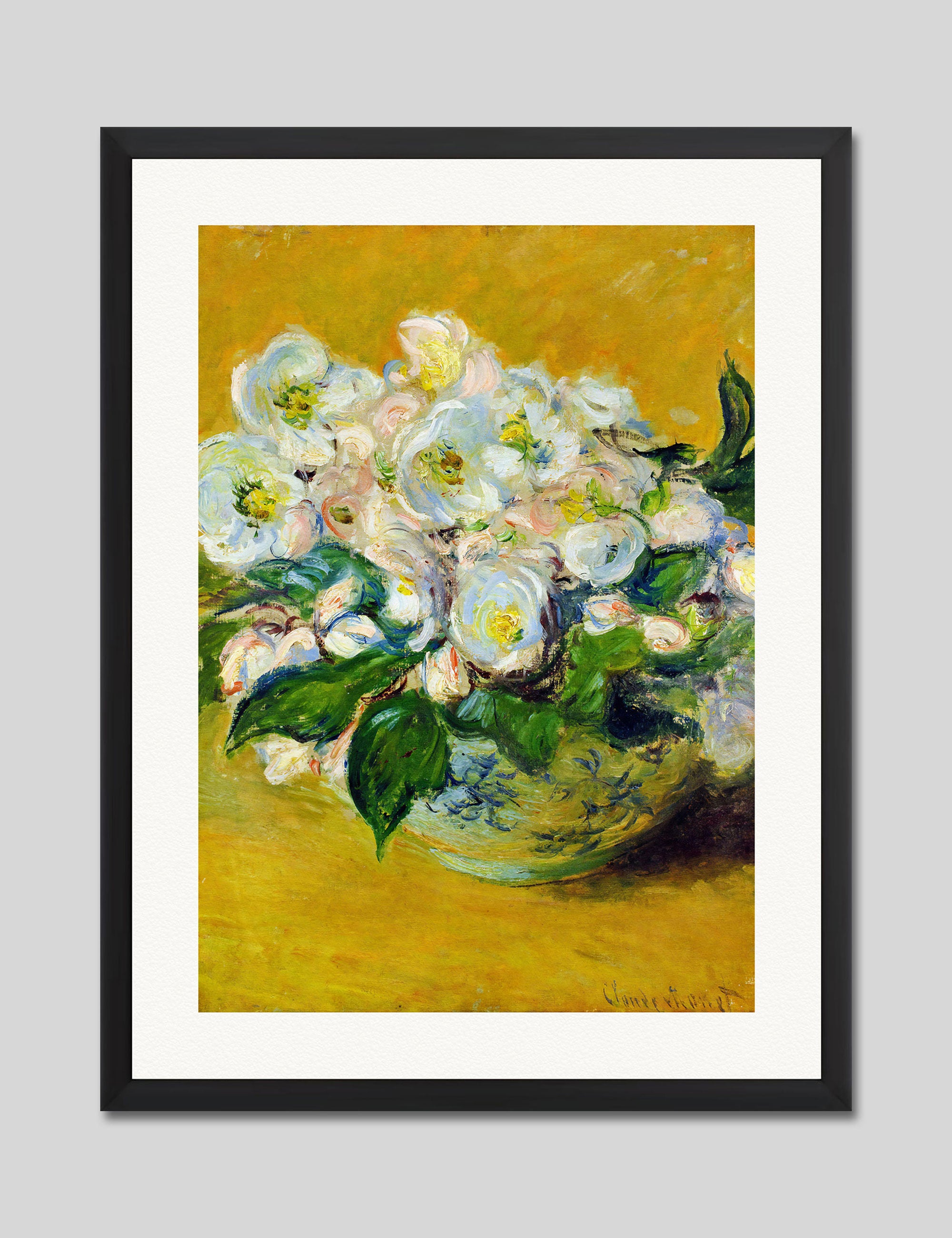 Roses de Noël  by Claude Monet Art Print in Black Frame