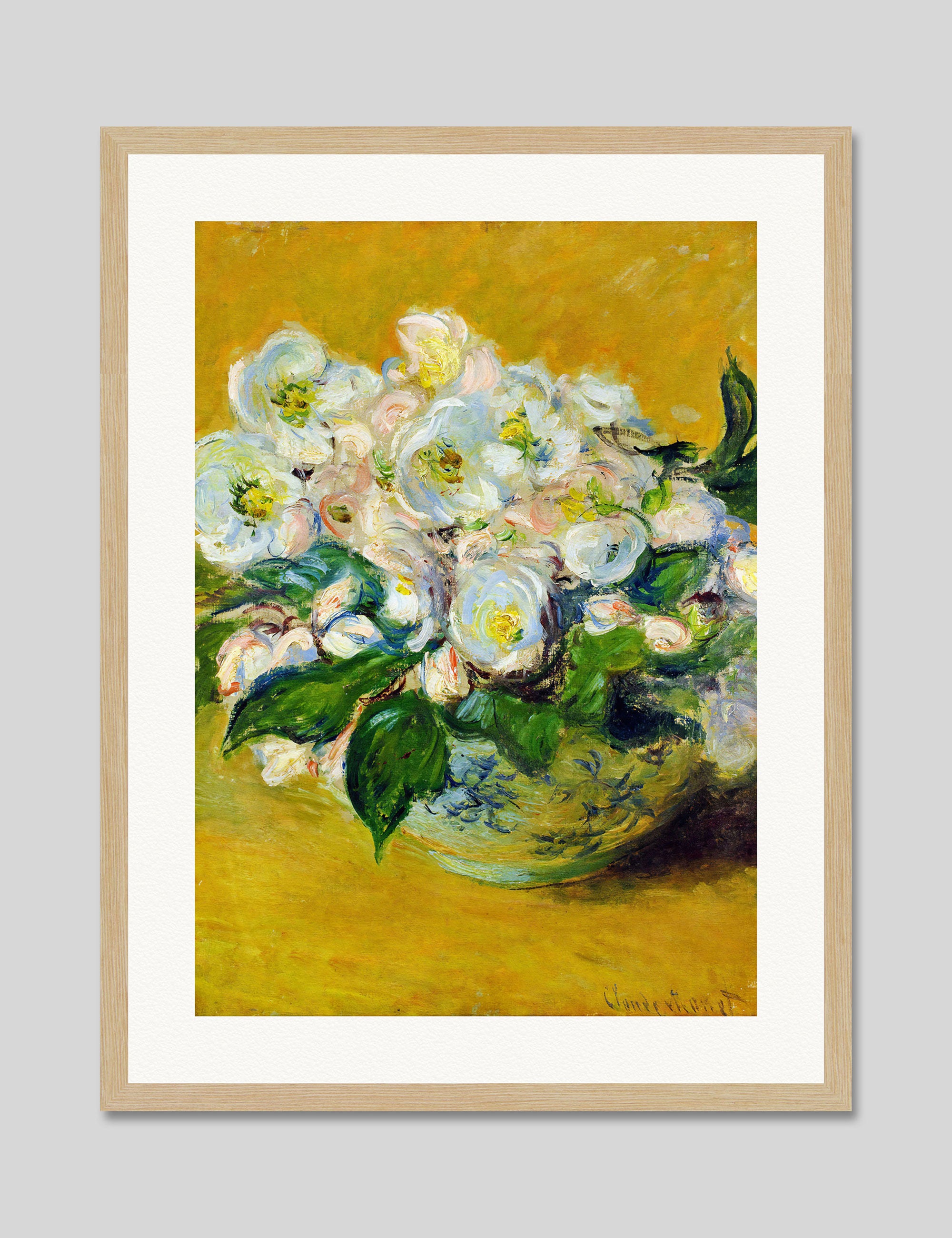 Roses de Noël  by Claude Monet Art Print in Natural Frame