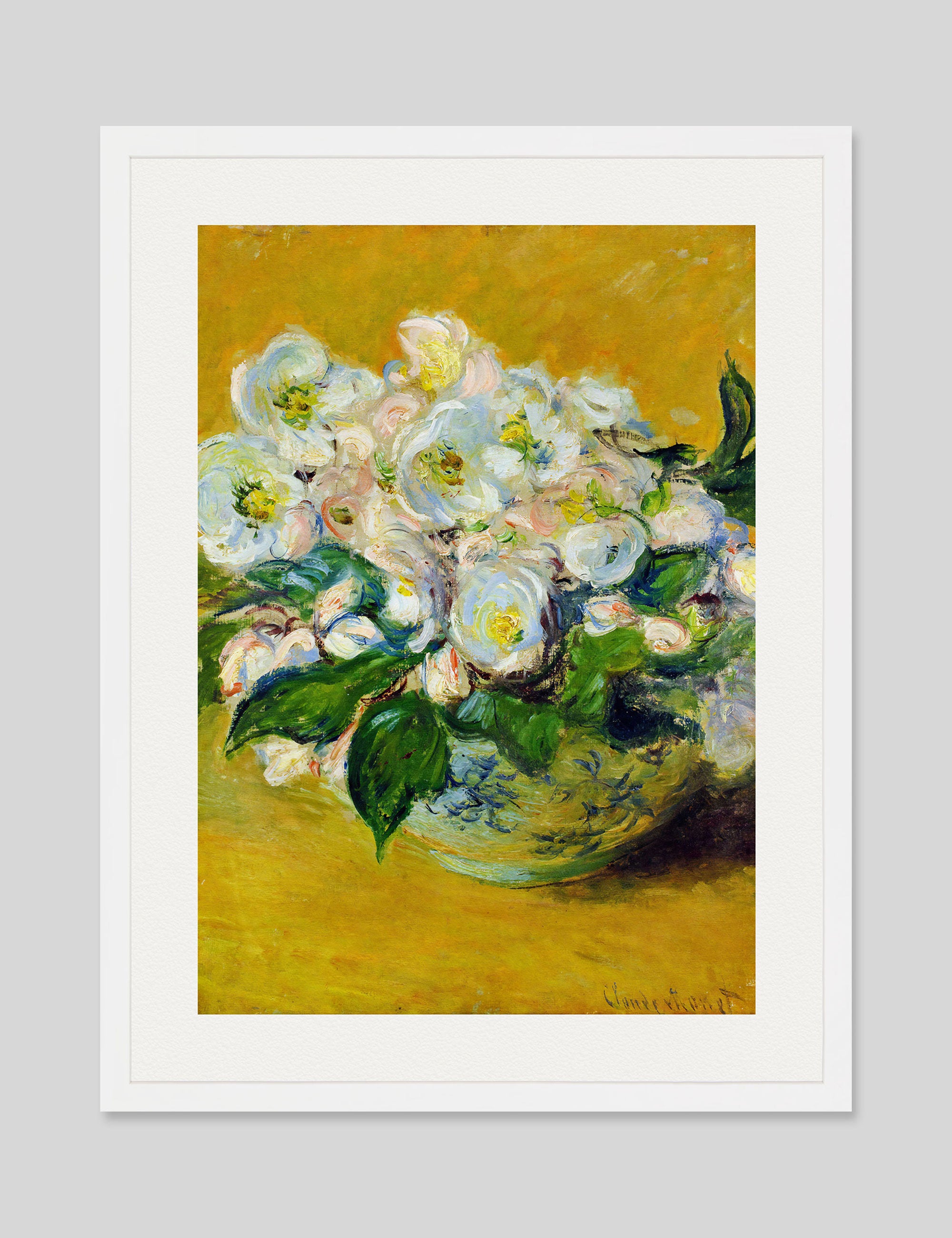 Roses de Noël  by Claude Monet Art Print in White Frame