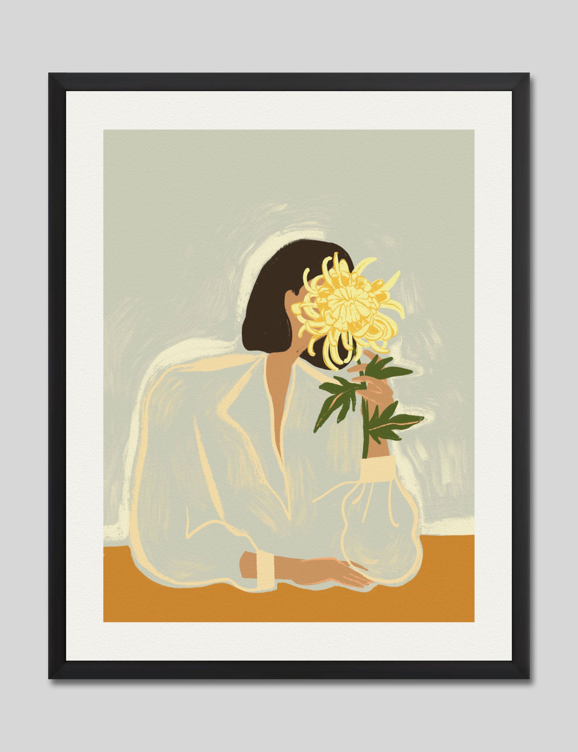 The Chrysanthemum by Arty Guava Art Print in Black Frame