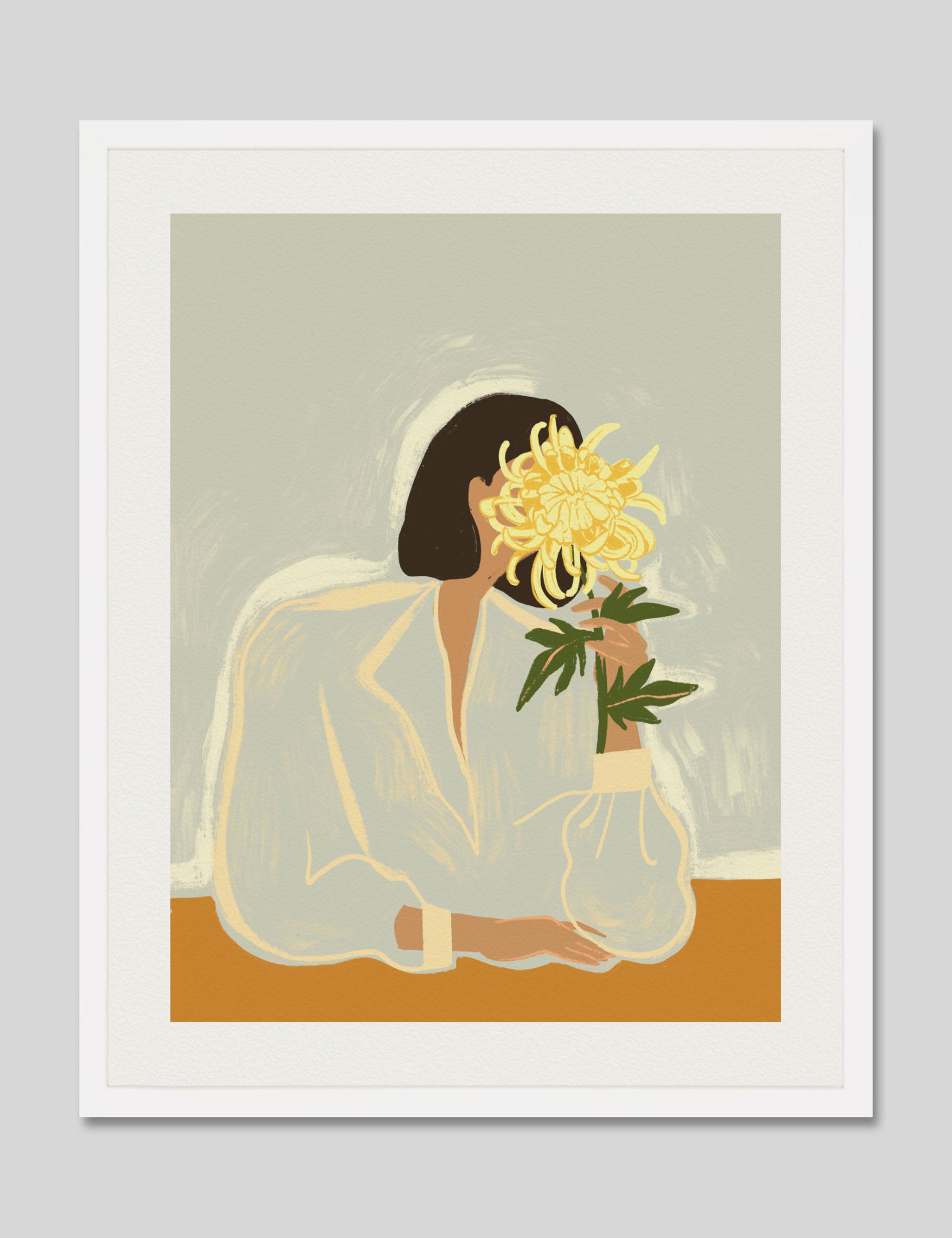 The Chrysanthemum by Arty Guava Art Print in White Frame