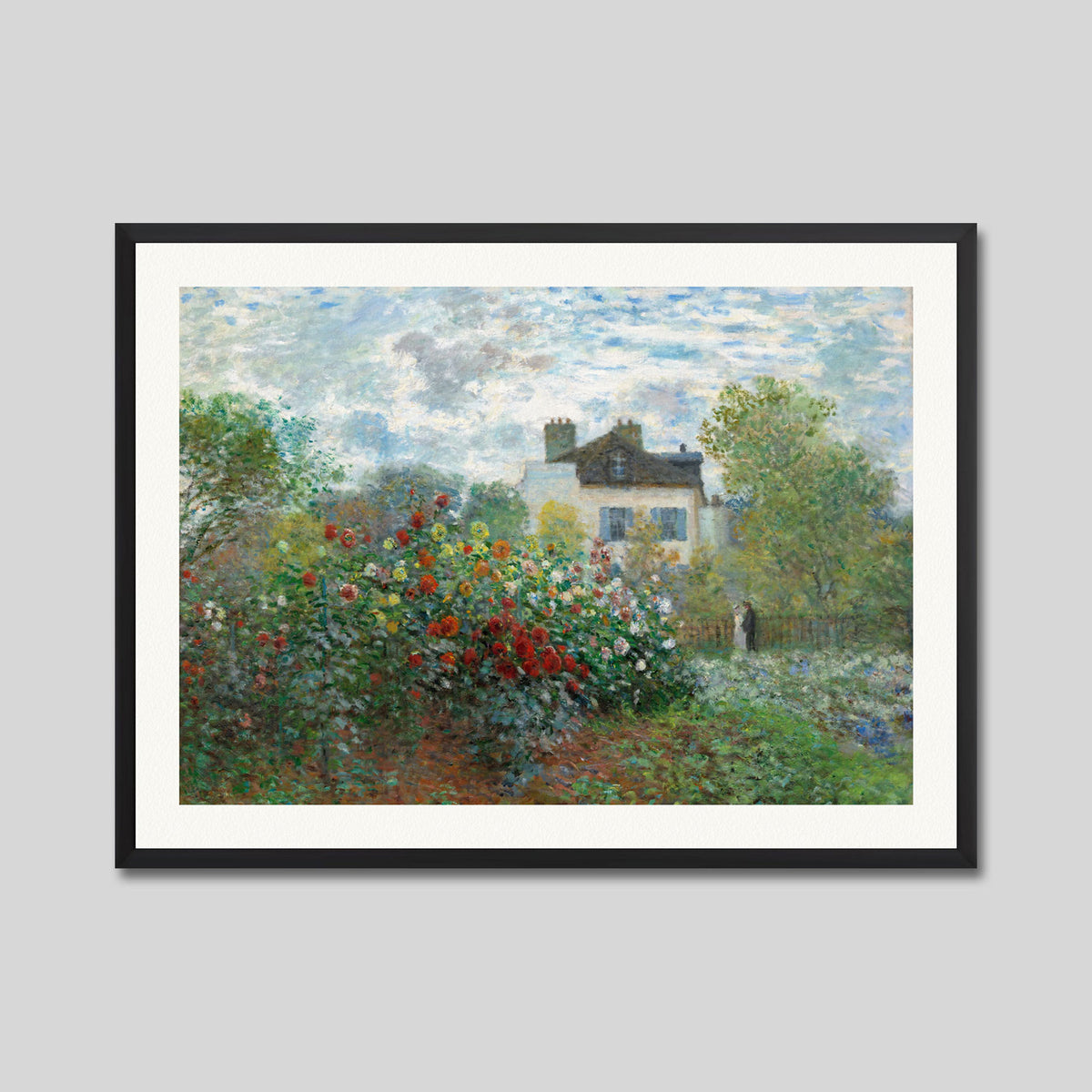 The Artist's Garden in Argenteuil by Claude Monet Art Print in Black Frame