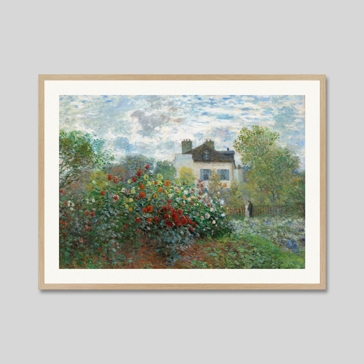 The Artist's Garden in Argenteuil by Claude Monet Art Print in Natural Frame