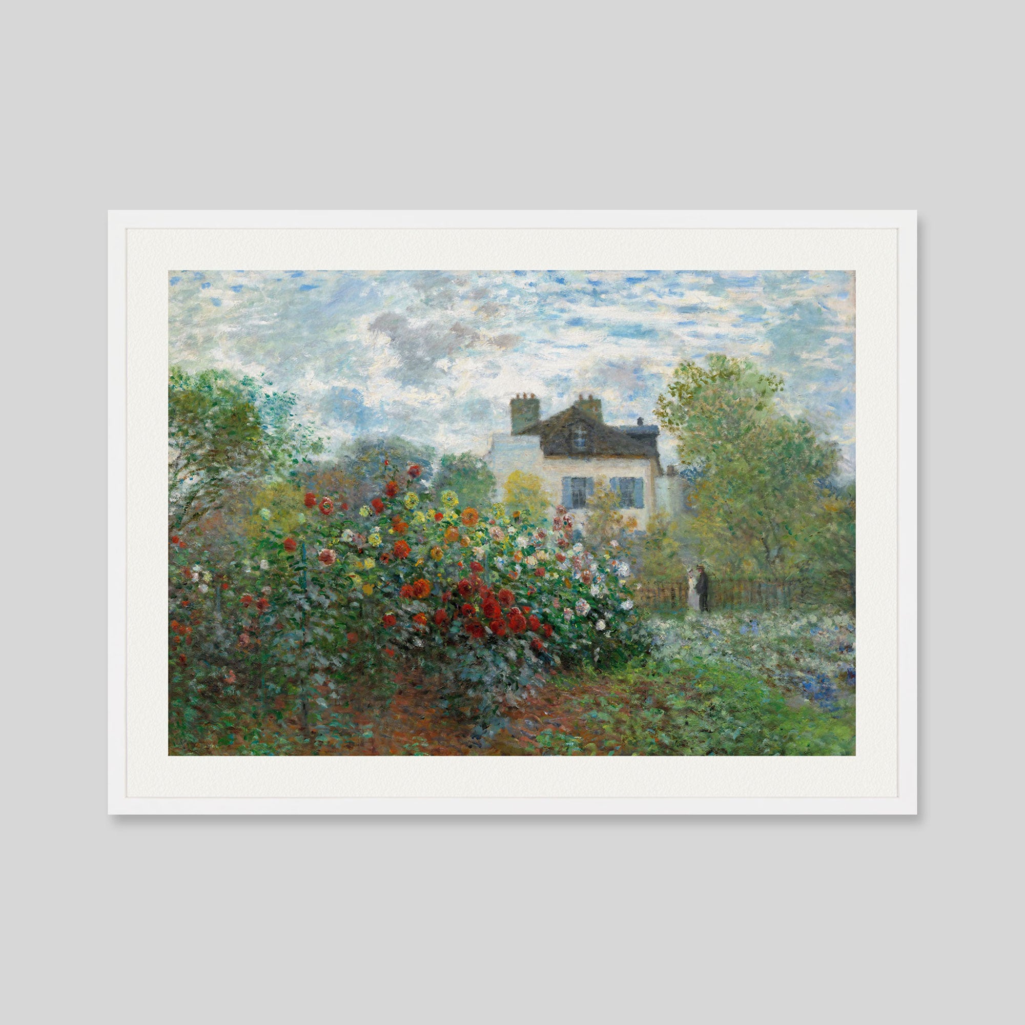 The Artist's Garden in Argenteuil by Claude Monet Art Print in White Frame