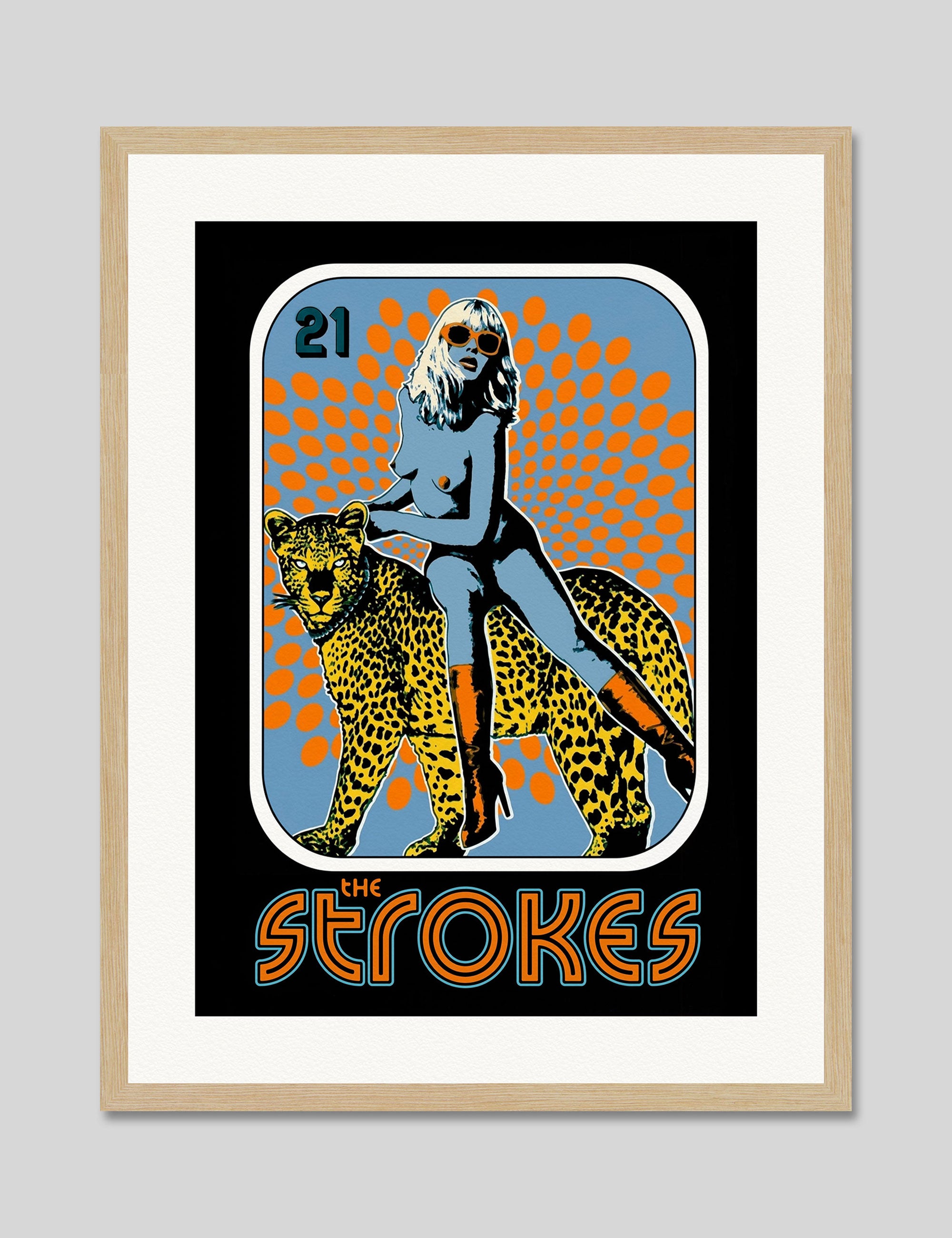 The Strokes by Cult Records Art Print in Natural Frame