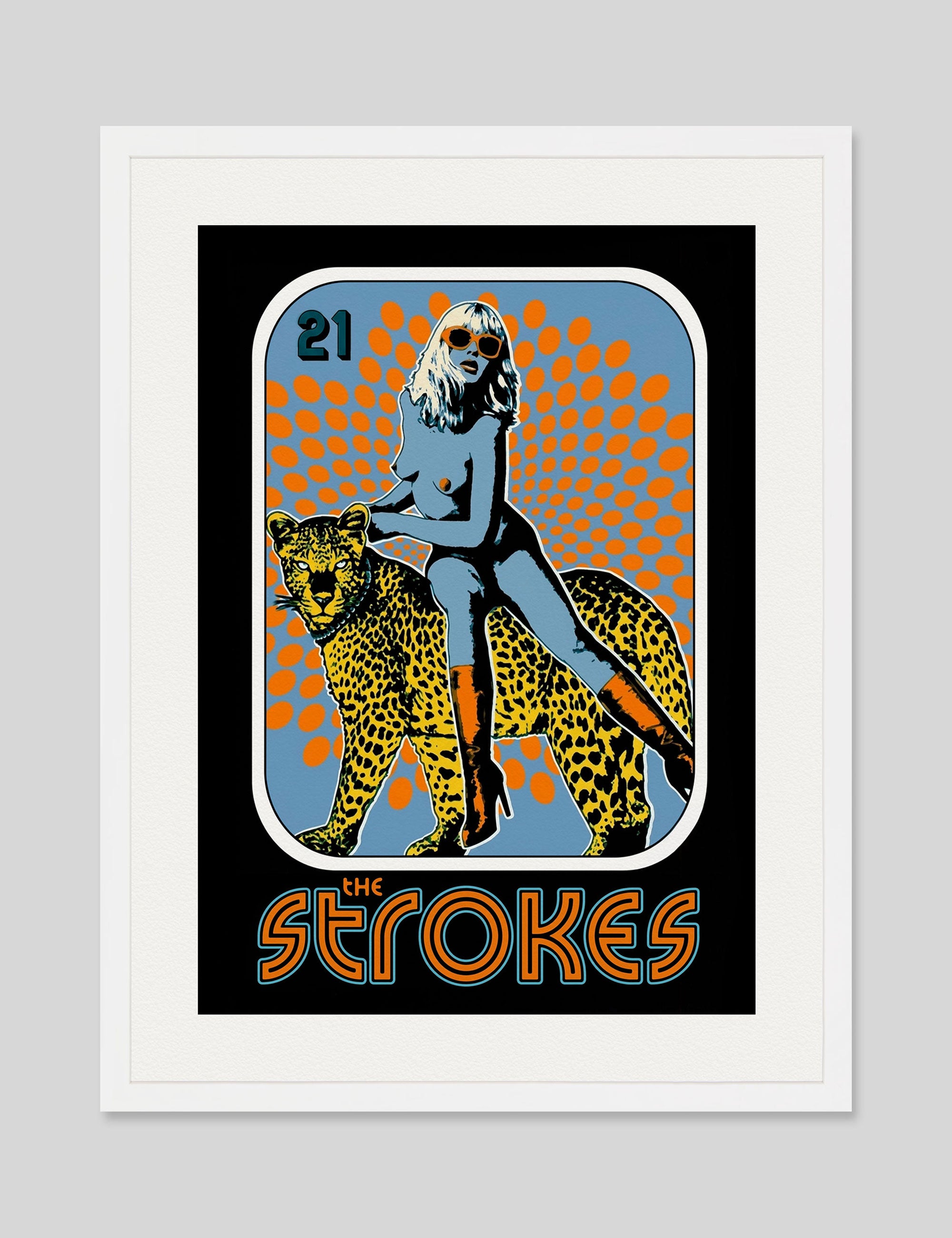 The Strokes by Cult Records Art Print in White Frame