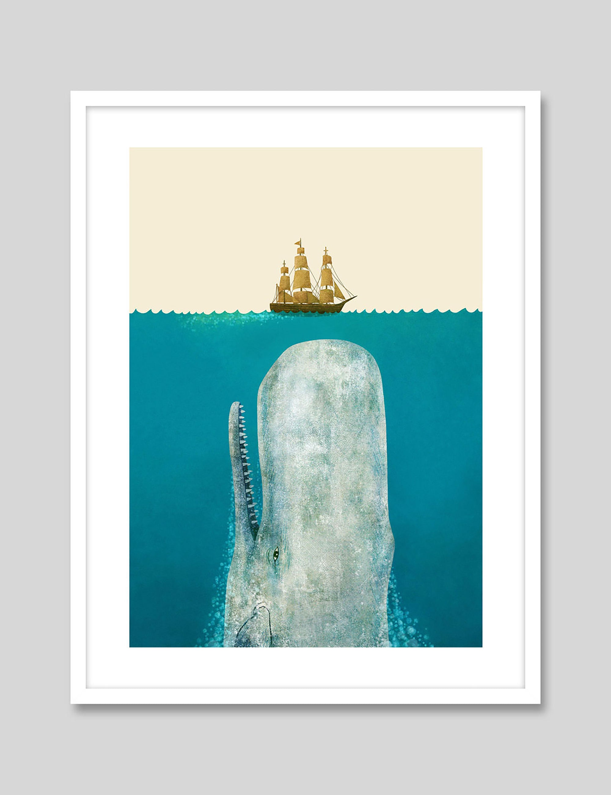The Whale by Terry Fan Art Print in White Frame