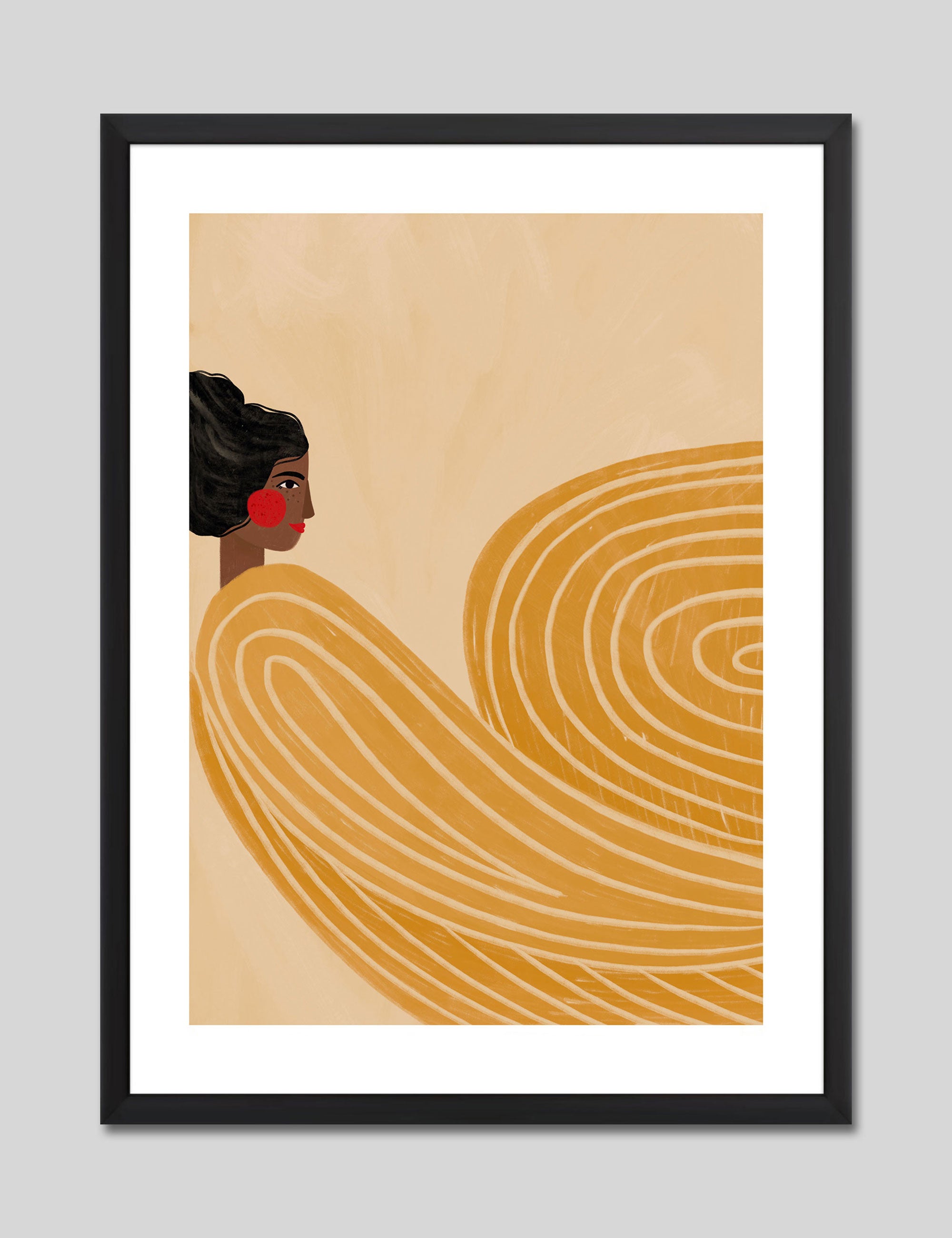 The Woman With The Yellow Dress by Bea Muller Art Print in Black Frame