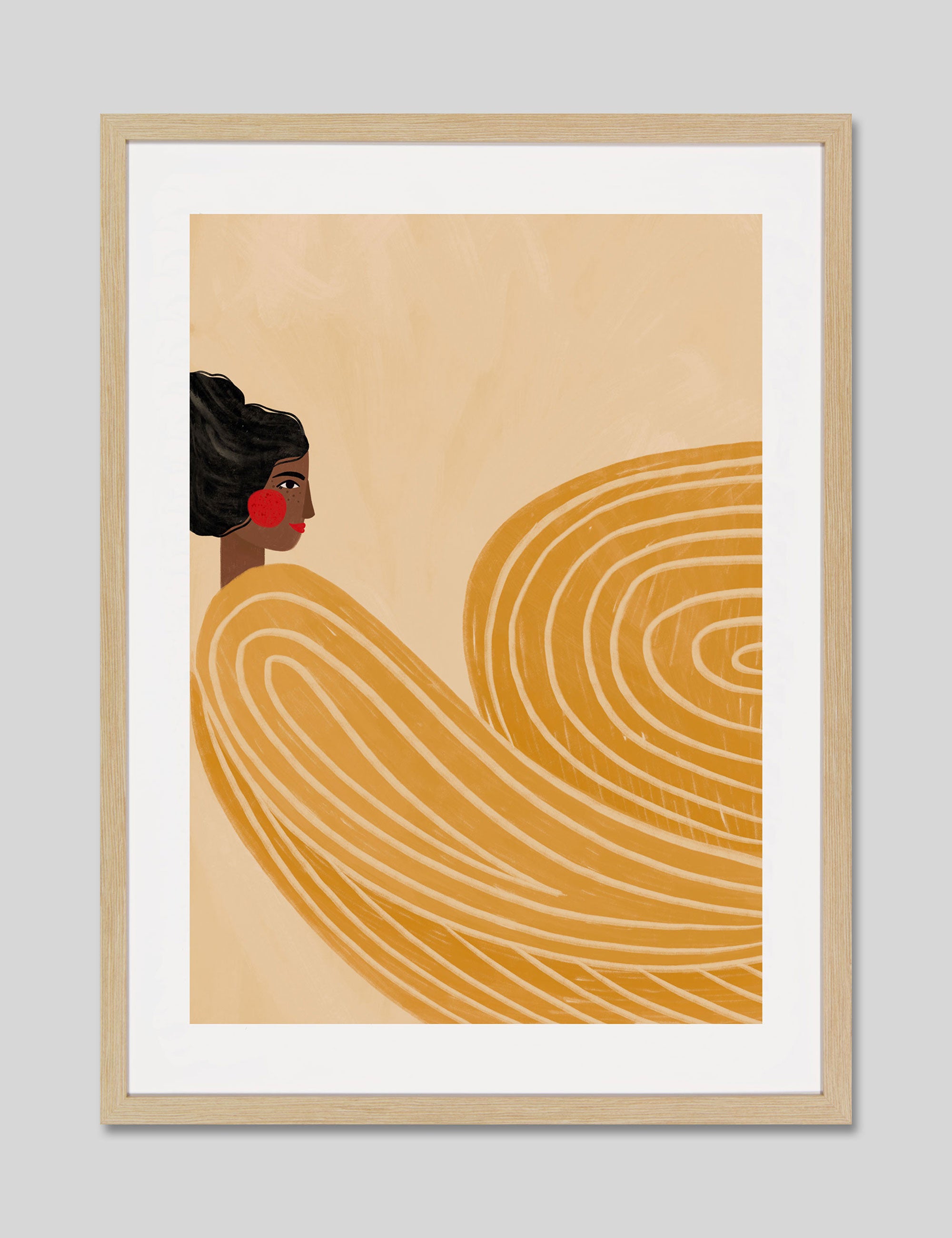The Woman With The Yellow Dress by Bea Muller Art Print in Natural Frame
