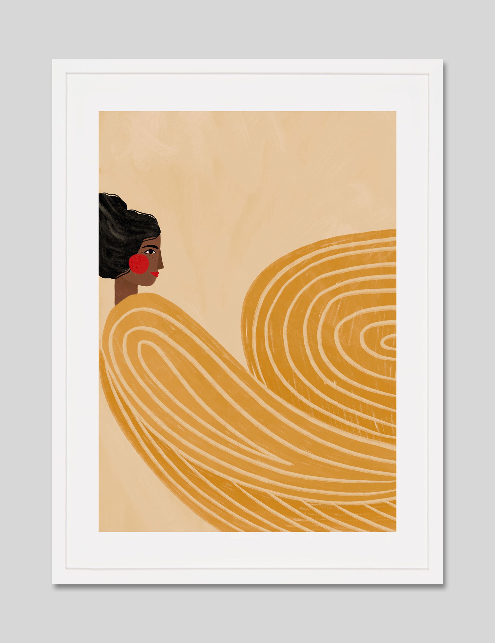 The Woman With The Yellow Dress by Bea Muller Art Print in White Frame