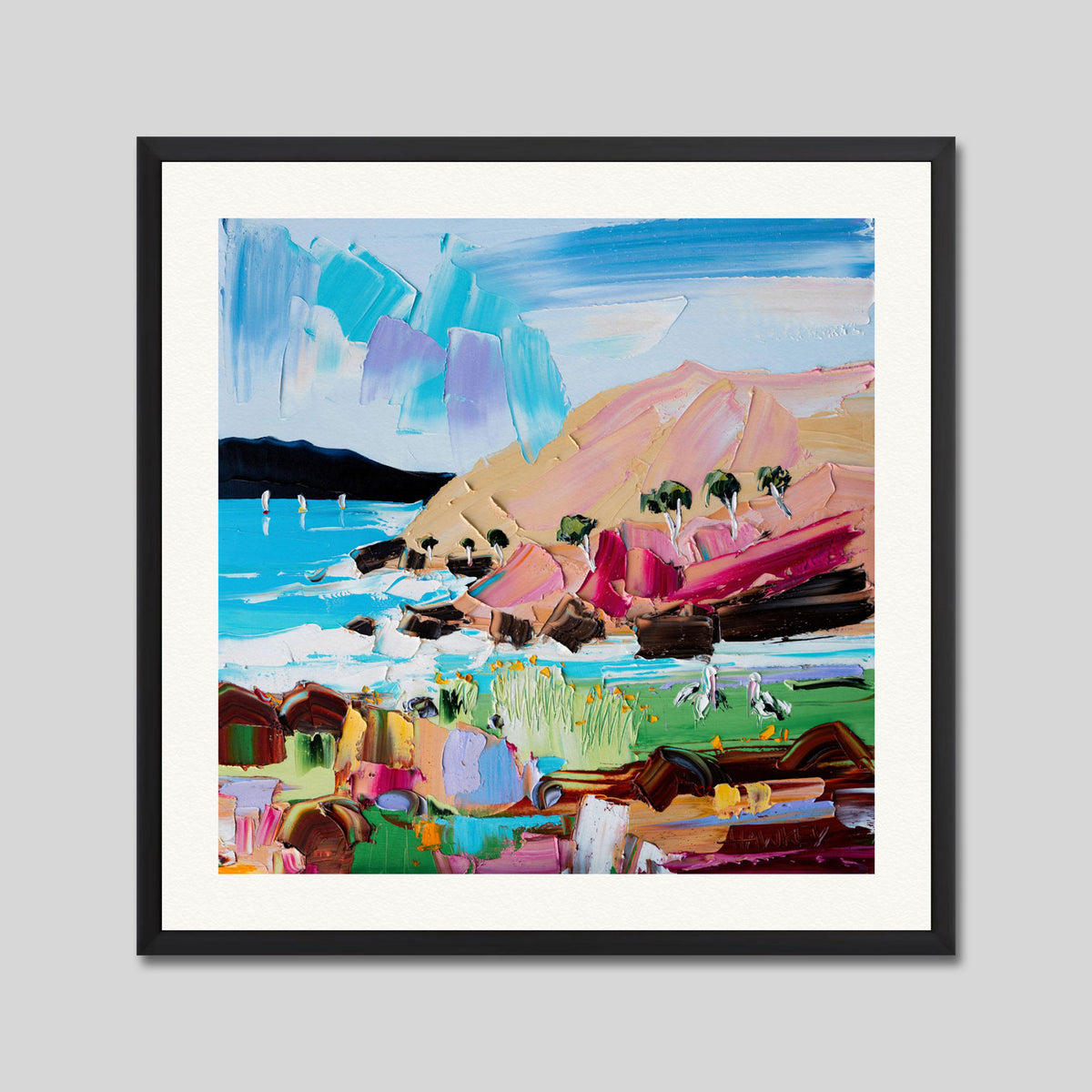 Two Pelicans by Angela Hackey Art Print in Black Frame