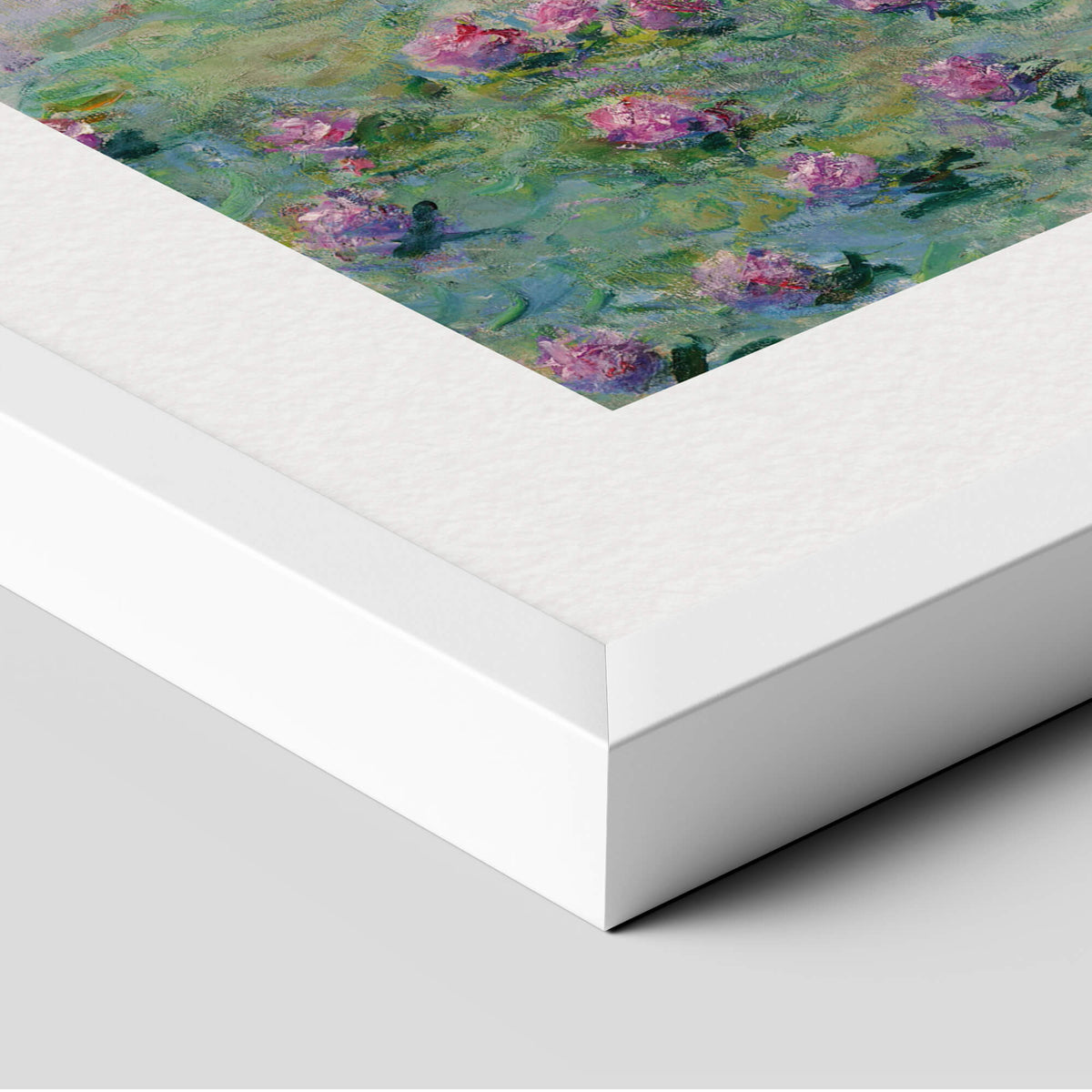 Water-Lilies, Setting Sun by Claude Monet Art Print in White Frame