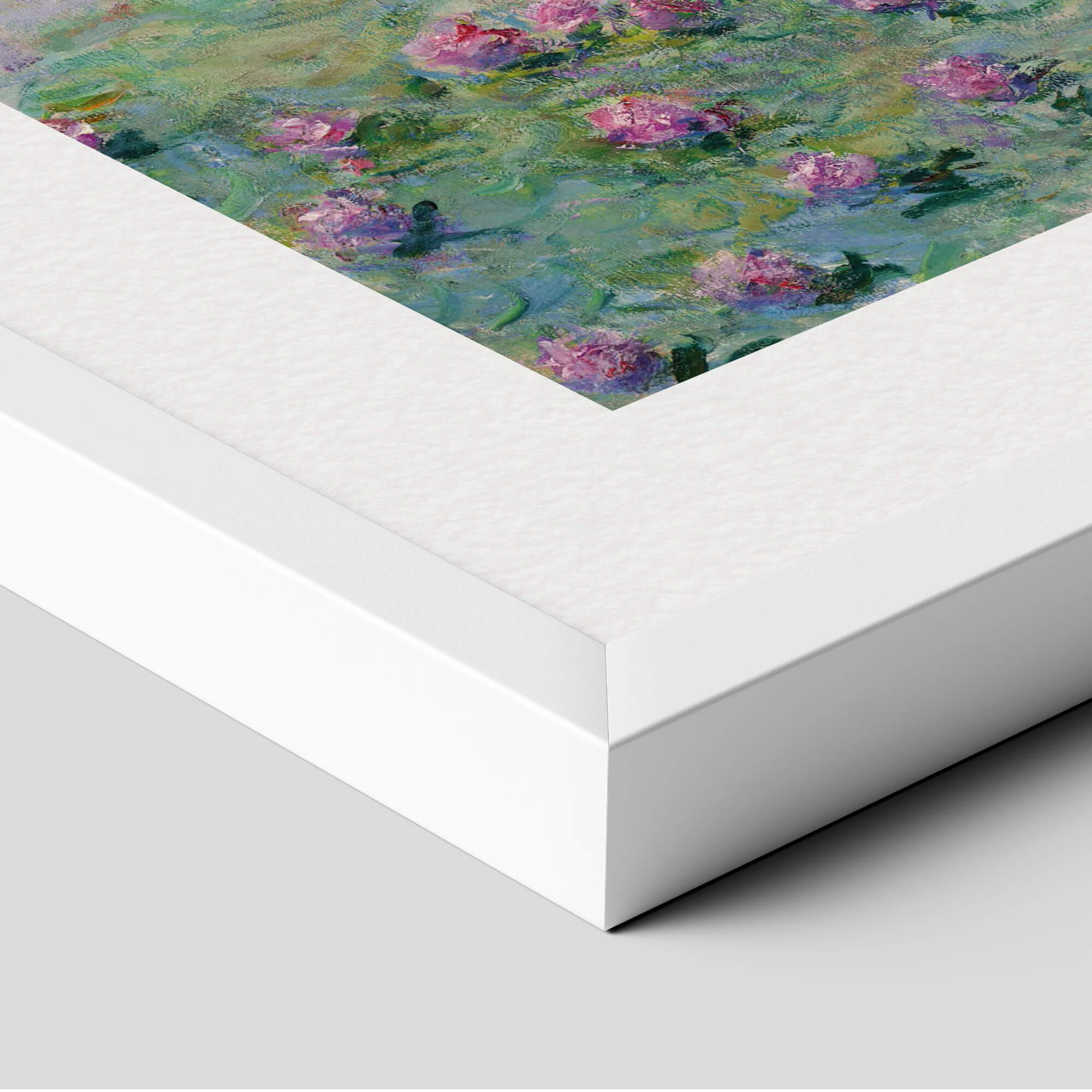 Water-Lilies, Setting Sun by Claude Monet Art Print in White Frame