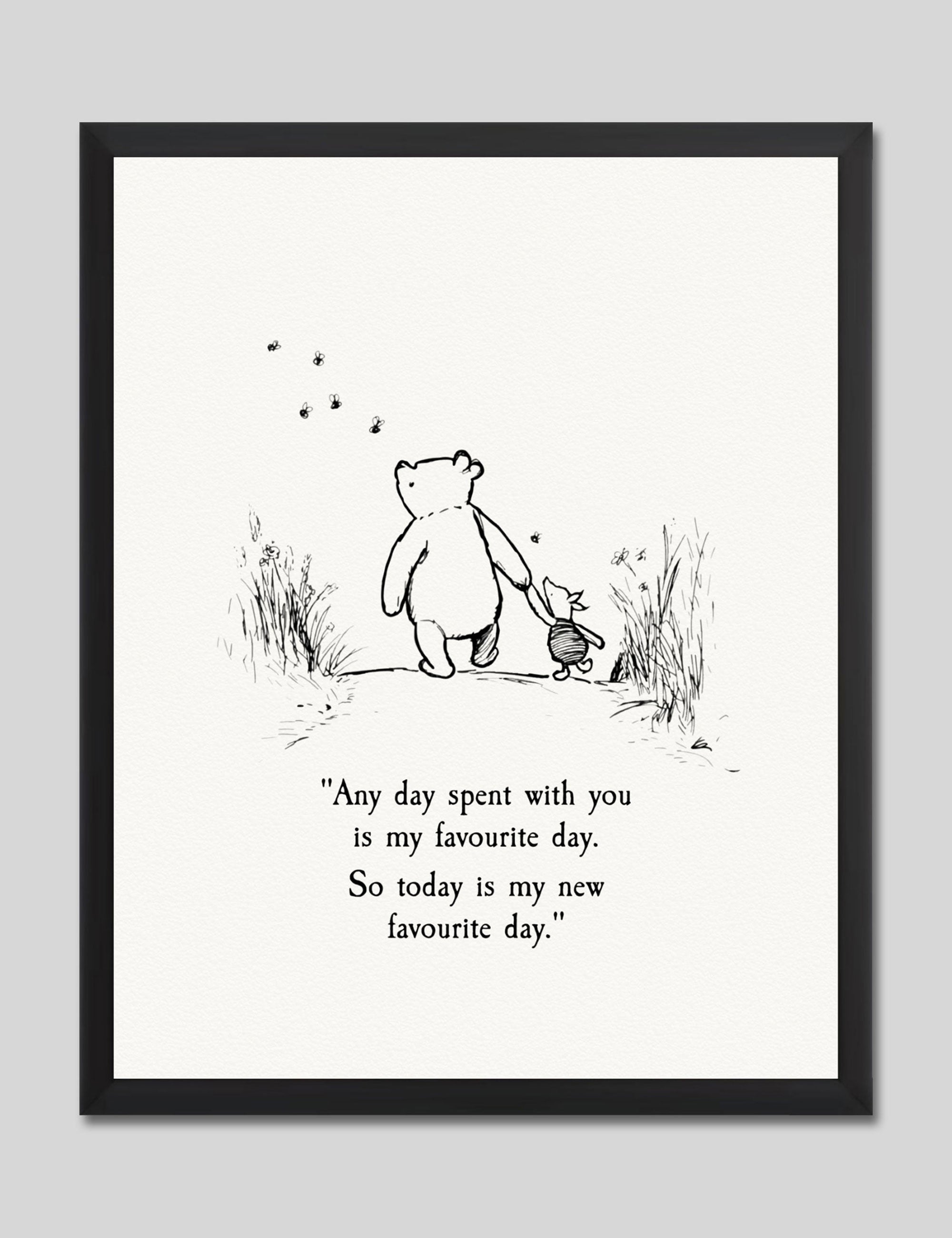 Winnie The Pooh - Favourite Day Art Print in Black Frame