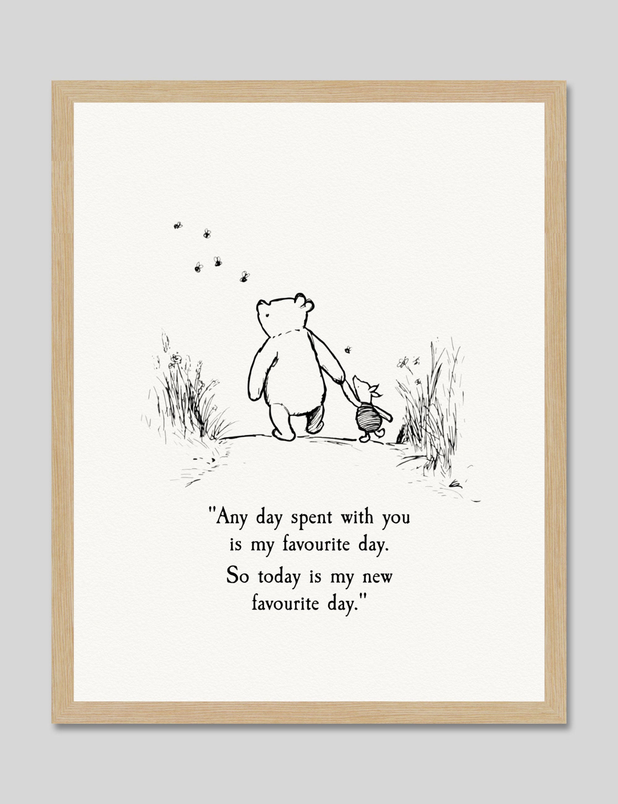 Winnie The Pooh - Favourite Day Art Print in Natural Frame