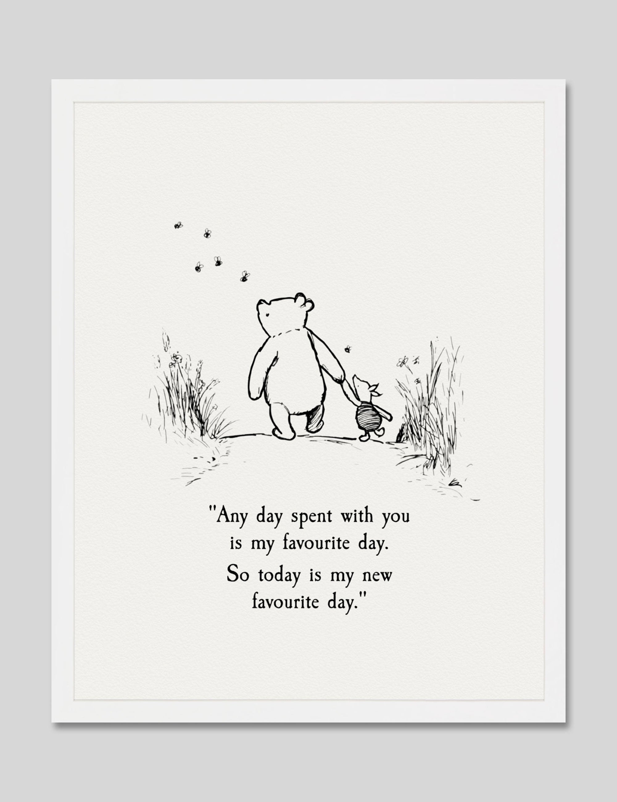 Winnie The Pooh - Favourite Day Art Print in White Frame