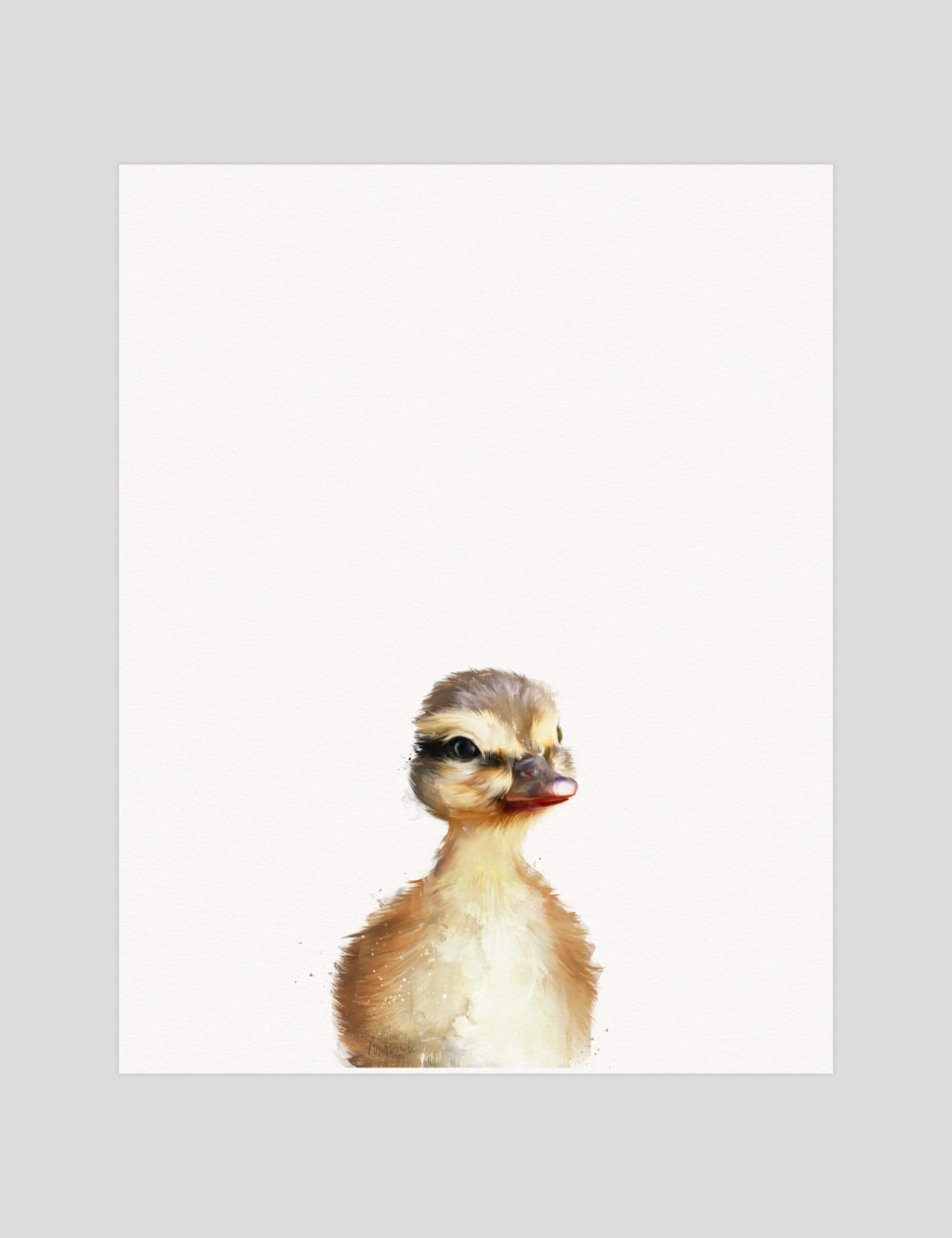 Amy Hamilton Little Duckling gallery quality art print produced using 100% cotton rag textured art paper and pigment based archival inks in New Zealand.