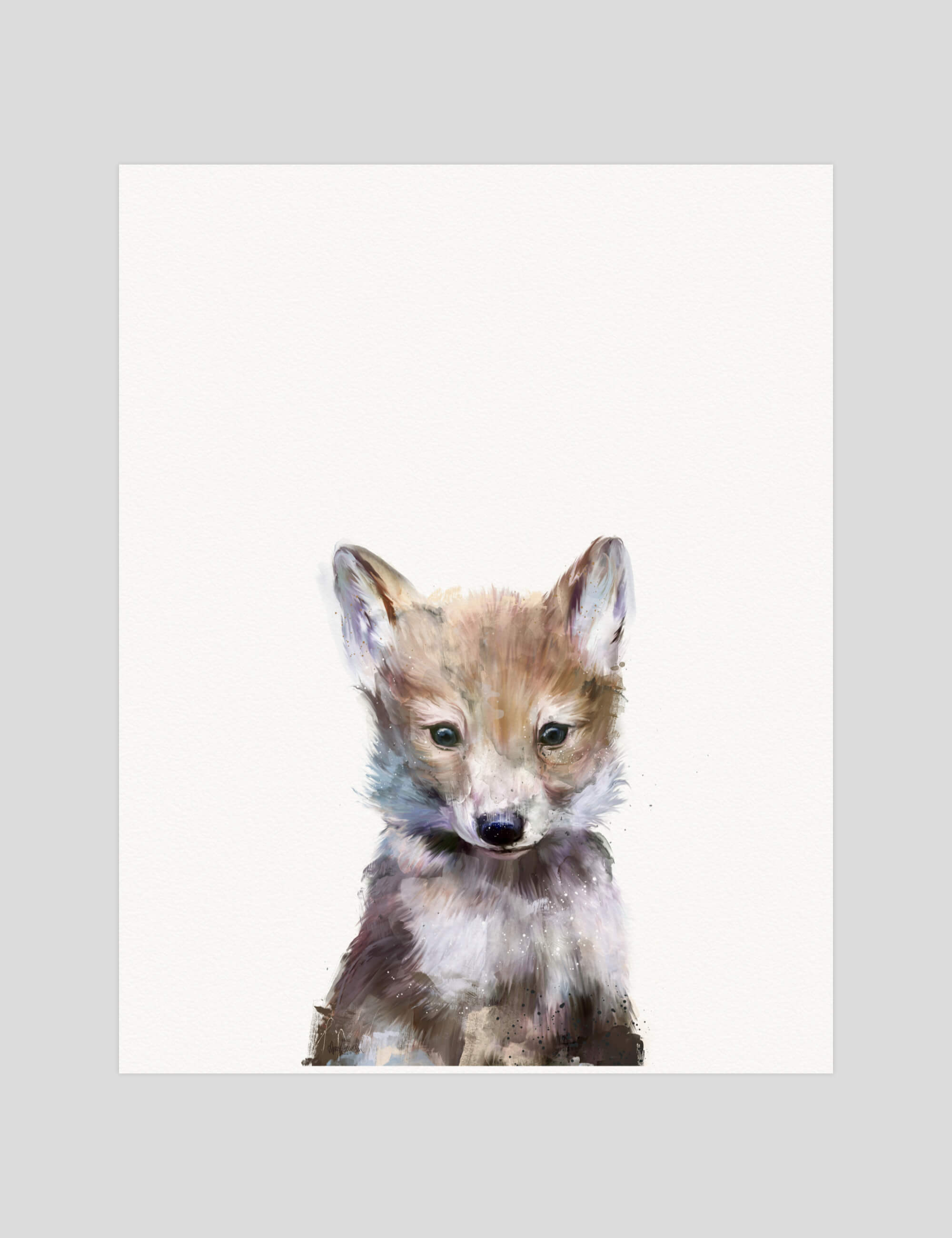 Amy Hamilton Little Wolf gallery quality art print produced using 100% cotton rag textured art paper and pigment based archival inks in New Zealand.