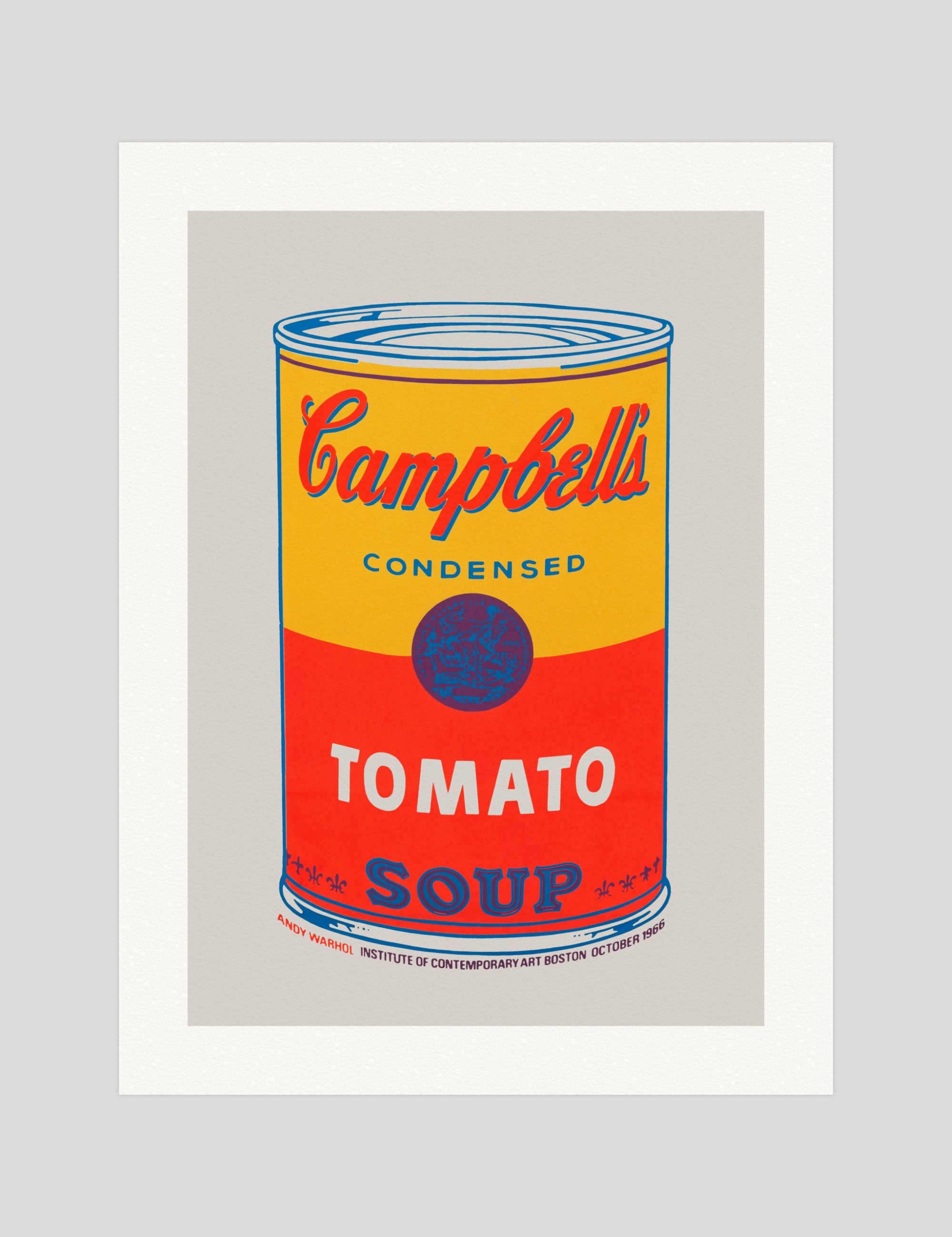 Andy Warhol Campbell's Soup gallery quality art print produced using 100% cotton rag textured art paper and pigment based archival inks in New Zealand.