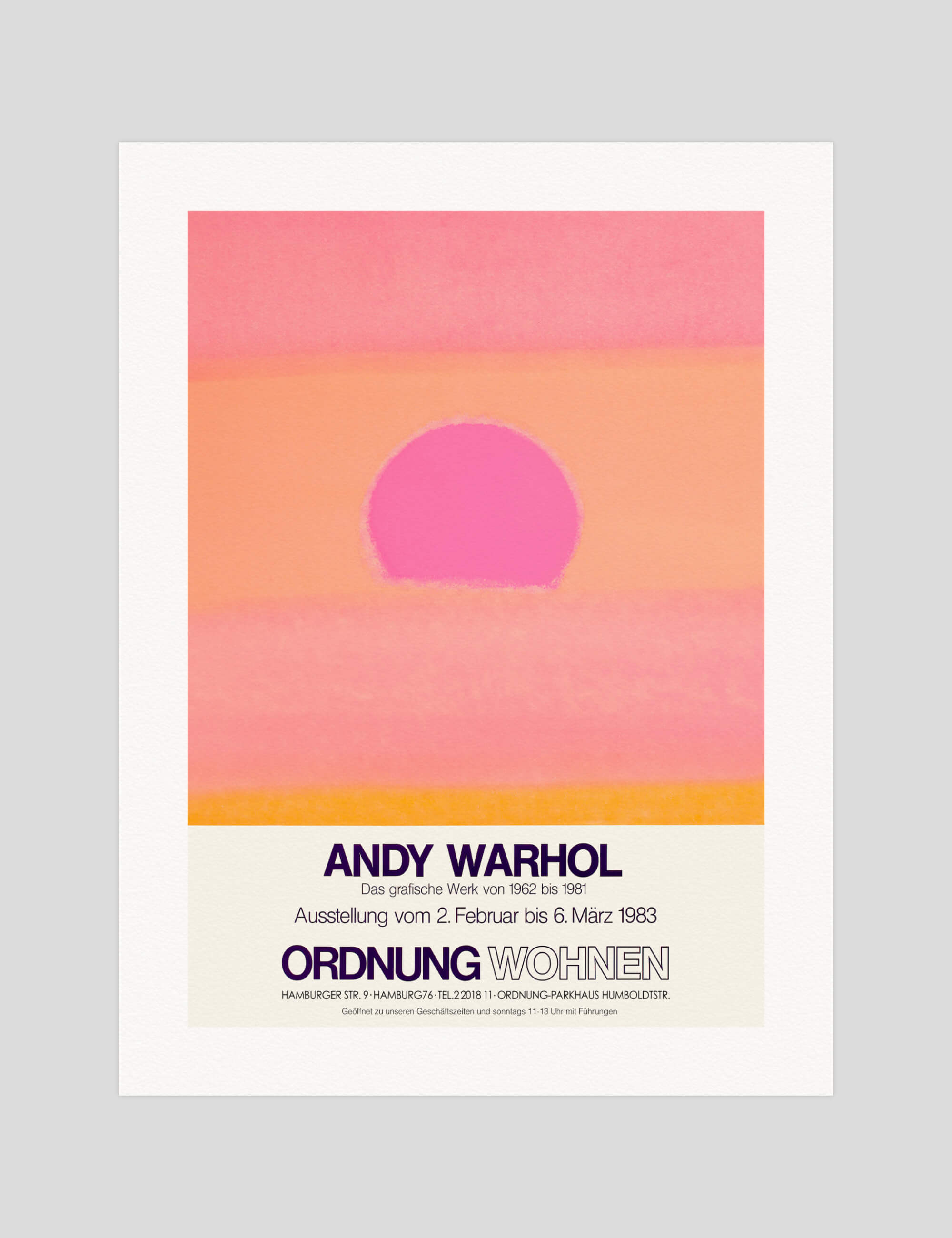 Andy Warhol Warhol Ordnung Wohnen Sunset gallery quality art print produced using 100% cotton rag textured art paper and pigment based archival inks in New Zealand.