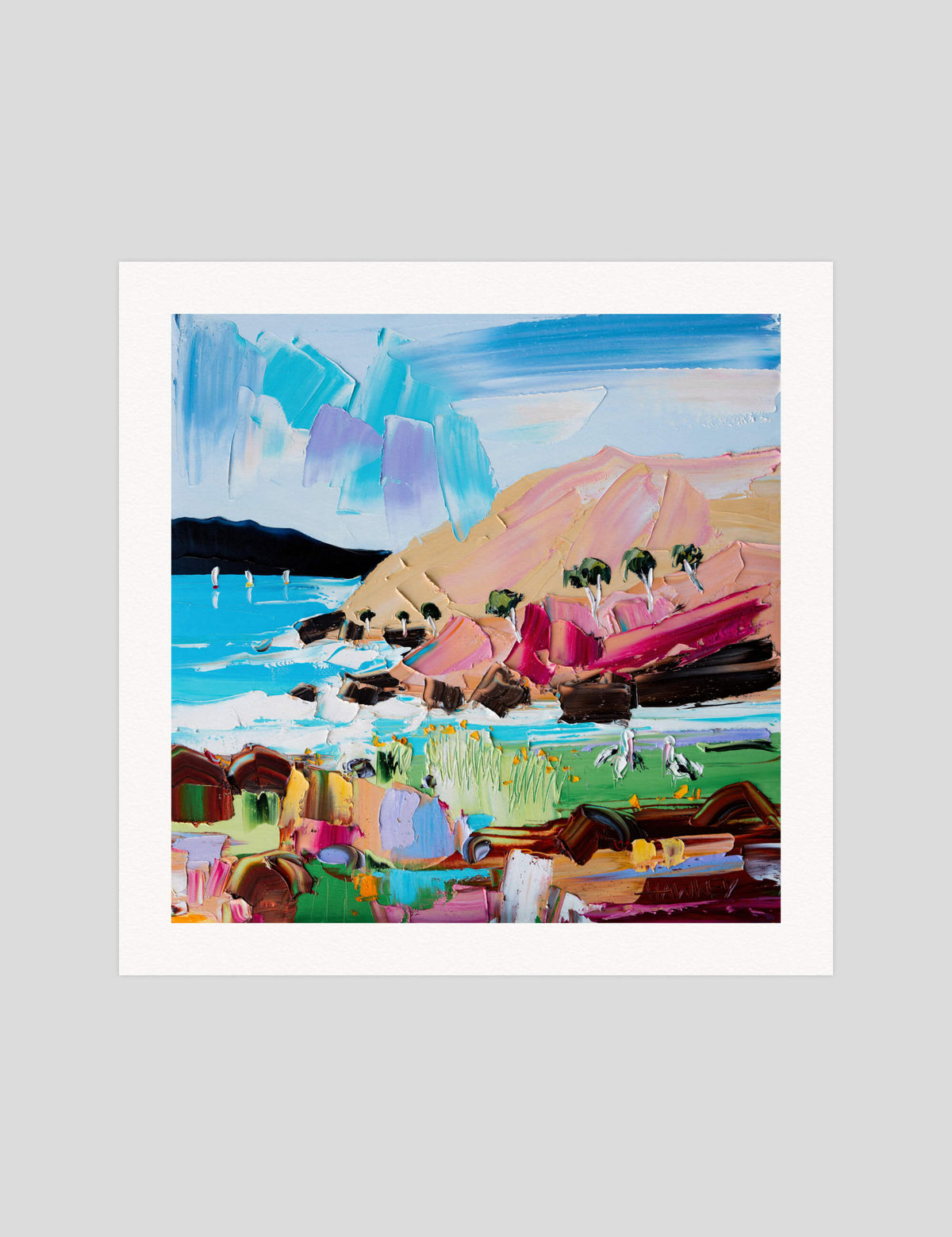 Angela Hackey Two Pelicans gallery quality art print produced using 100% cotton rag textured art paper and pigment based archival inks in New Zealand.