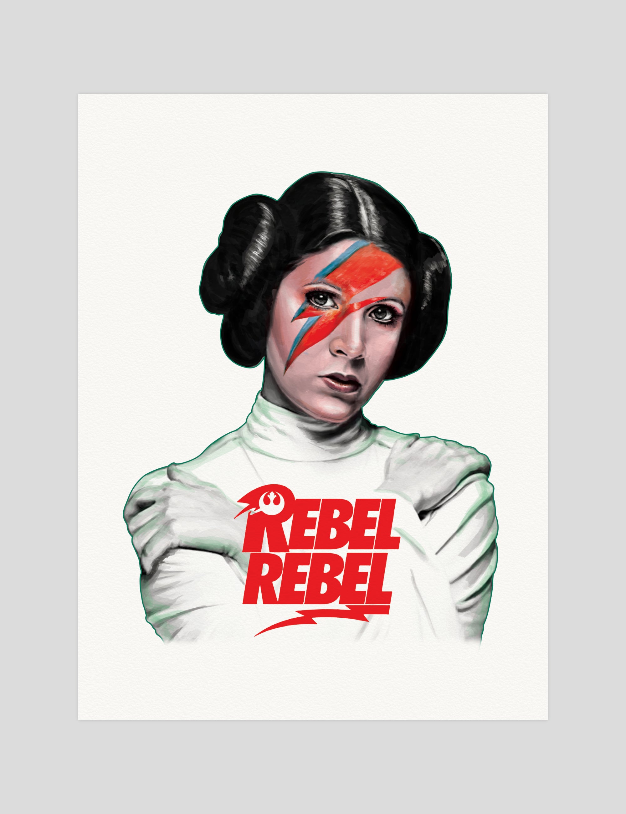 Anon Princess Leia Rebel Rebel gallery quality art print produced using 100% cotton rag textured art paper and pigment based archival inks in New Zealand.