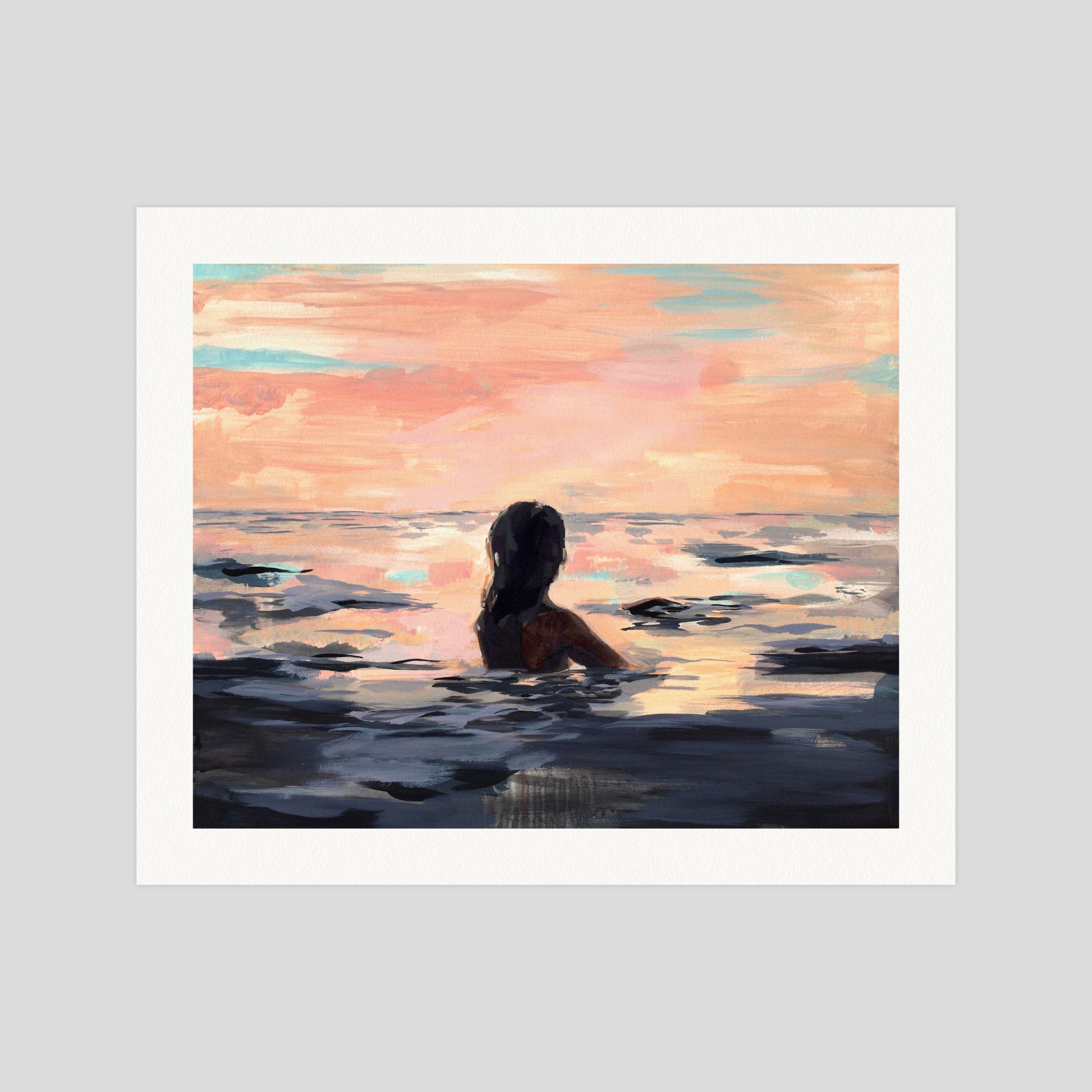 Clare Elsaesser At Sunset gallery quality art print produced using 100% cotton rag textured art paper and pigment based archival inks in New Zealand.