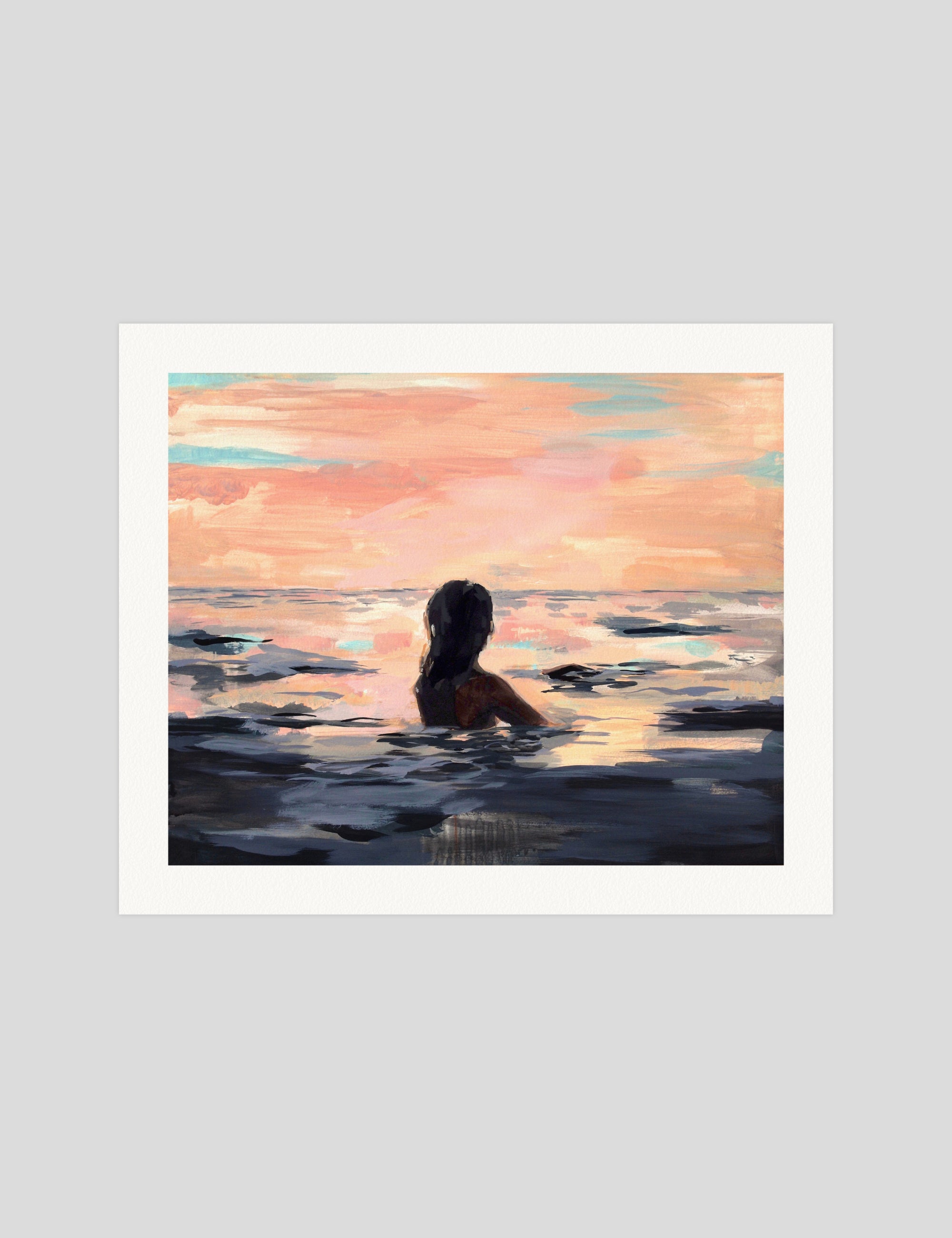 Clare Elsaesser At Sunset gallery quality art print produced using 100% cotton rag textured art paper and pigment based archival inks in New Zealand.