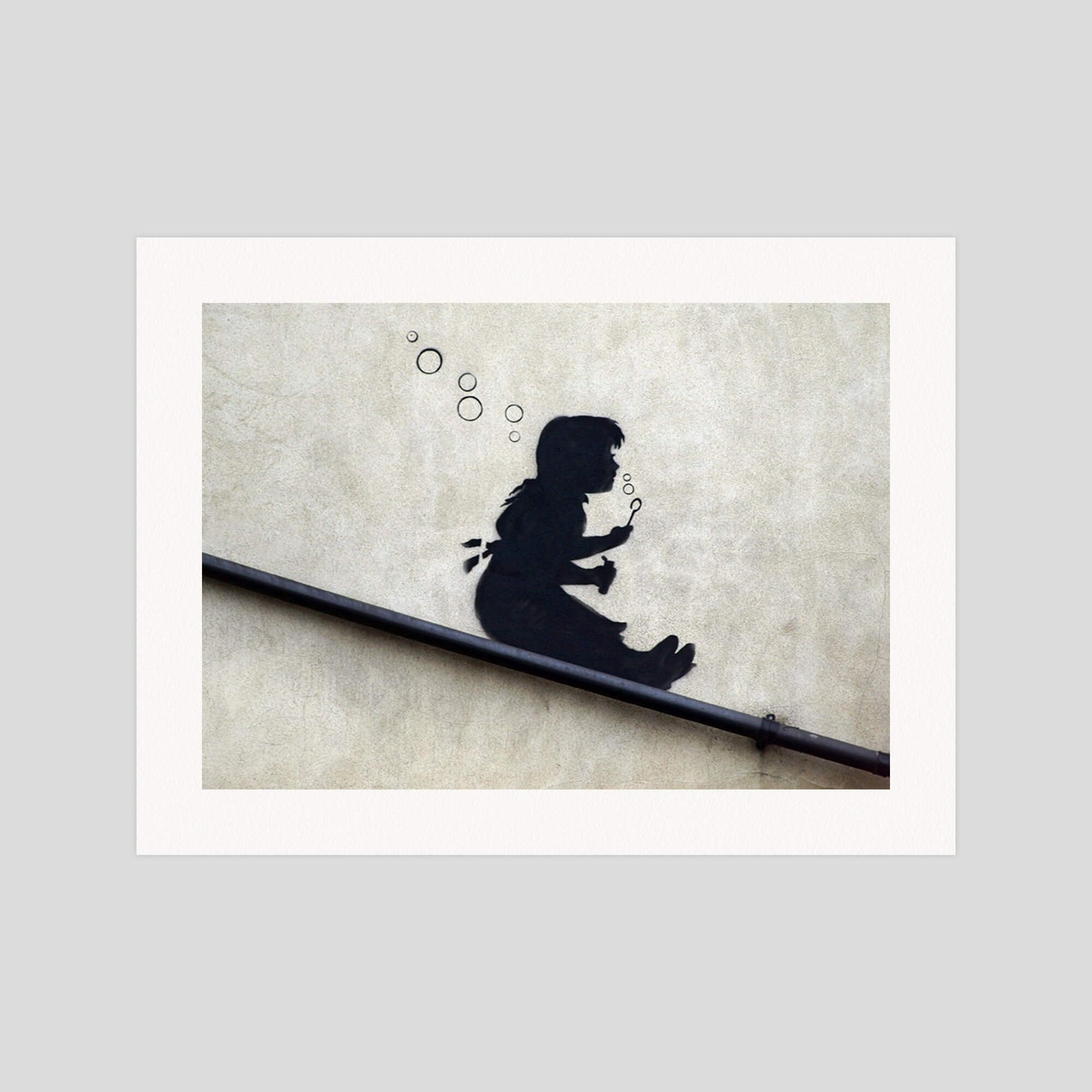 Banksy Bubble Girl gallery quality art print produced using 100% cotton rag textured art paper and pigment based archival inks in New Zealand.