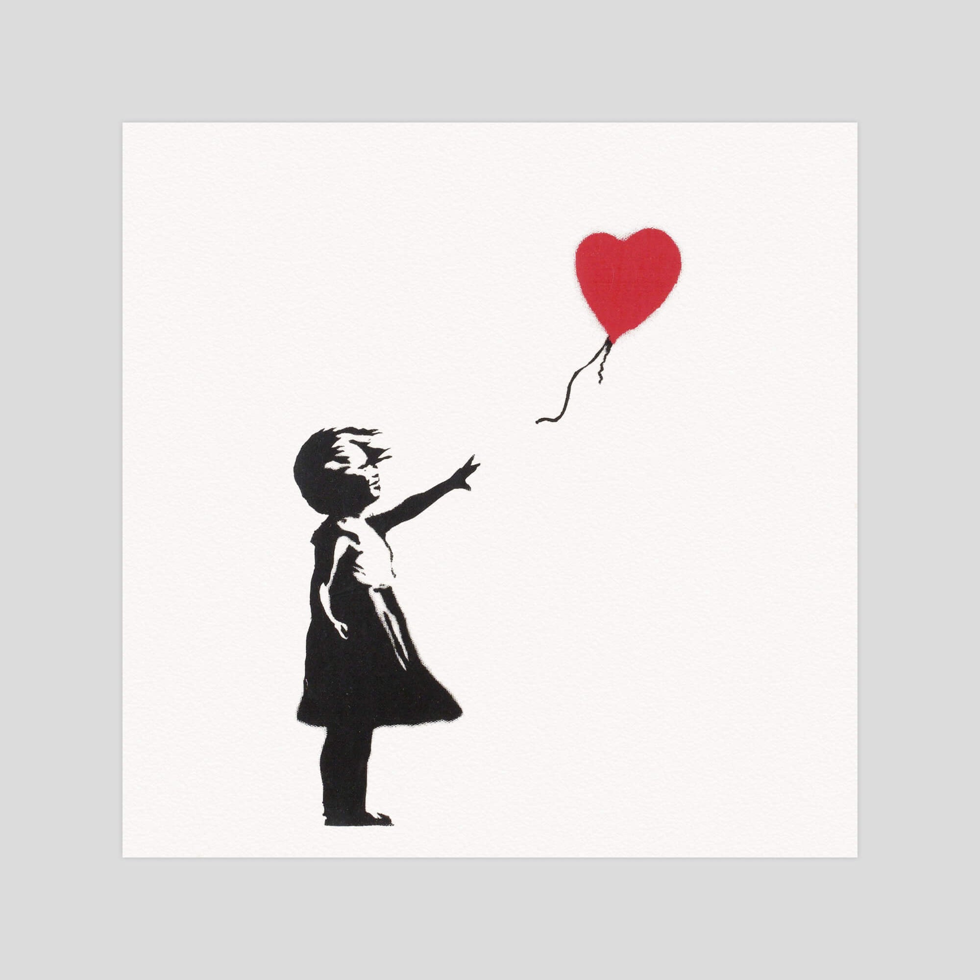 Banksy Girl With Balloon gallery quality art print produced using 100% cotton rag textured art paper and pigment based archival inks in New Zealand.