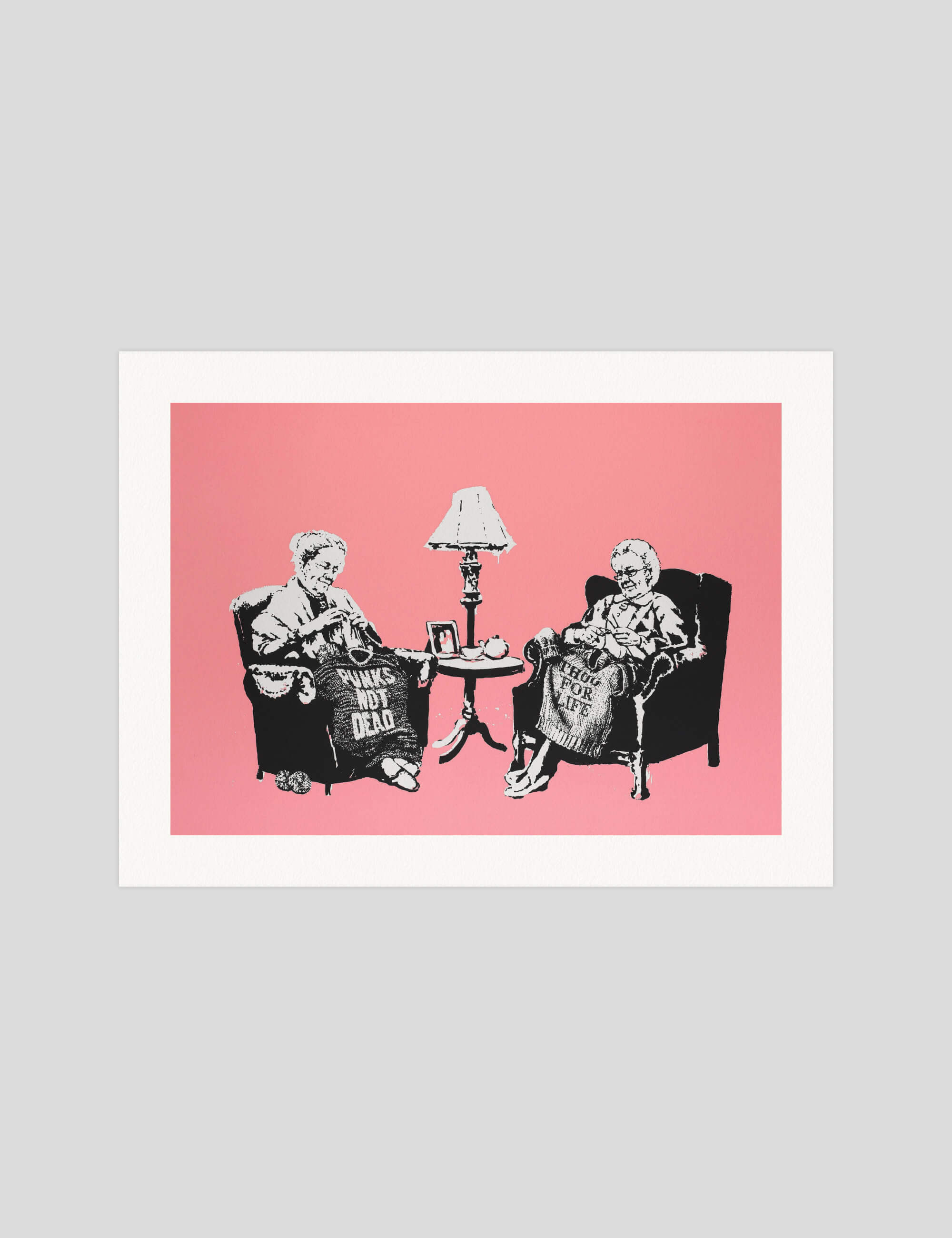 Banksy Grannies gallery quality art print produced using 100% cotton rag textured art paper and pigment based archival inks in New Zealand.