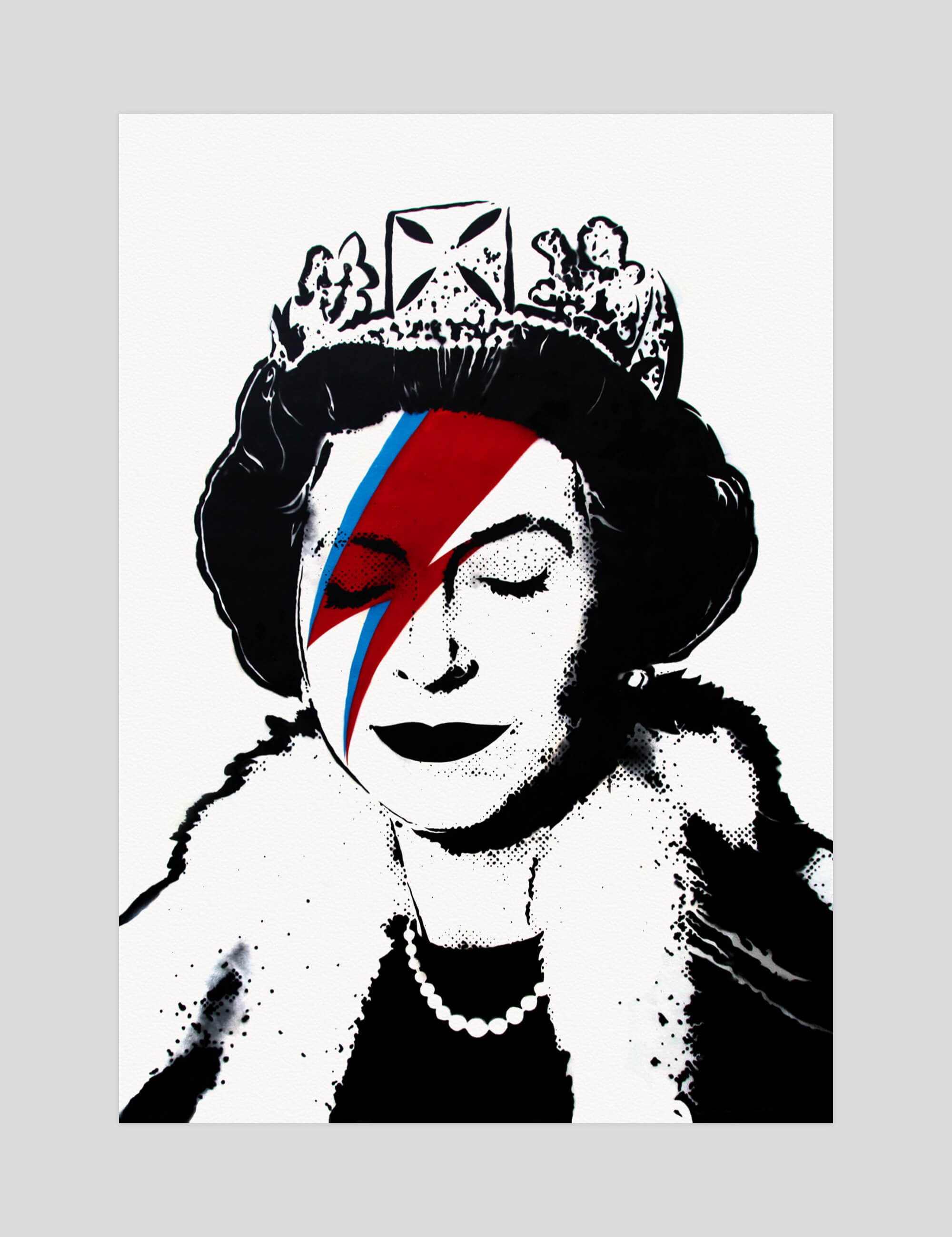 Banksy Lizzy Stardust gallery quality art print produced using 100% cotton rag textured art paper and pigment based archival inks in New Zealand.