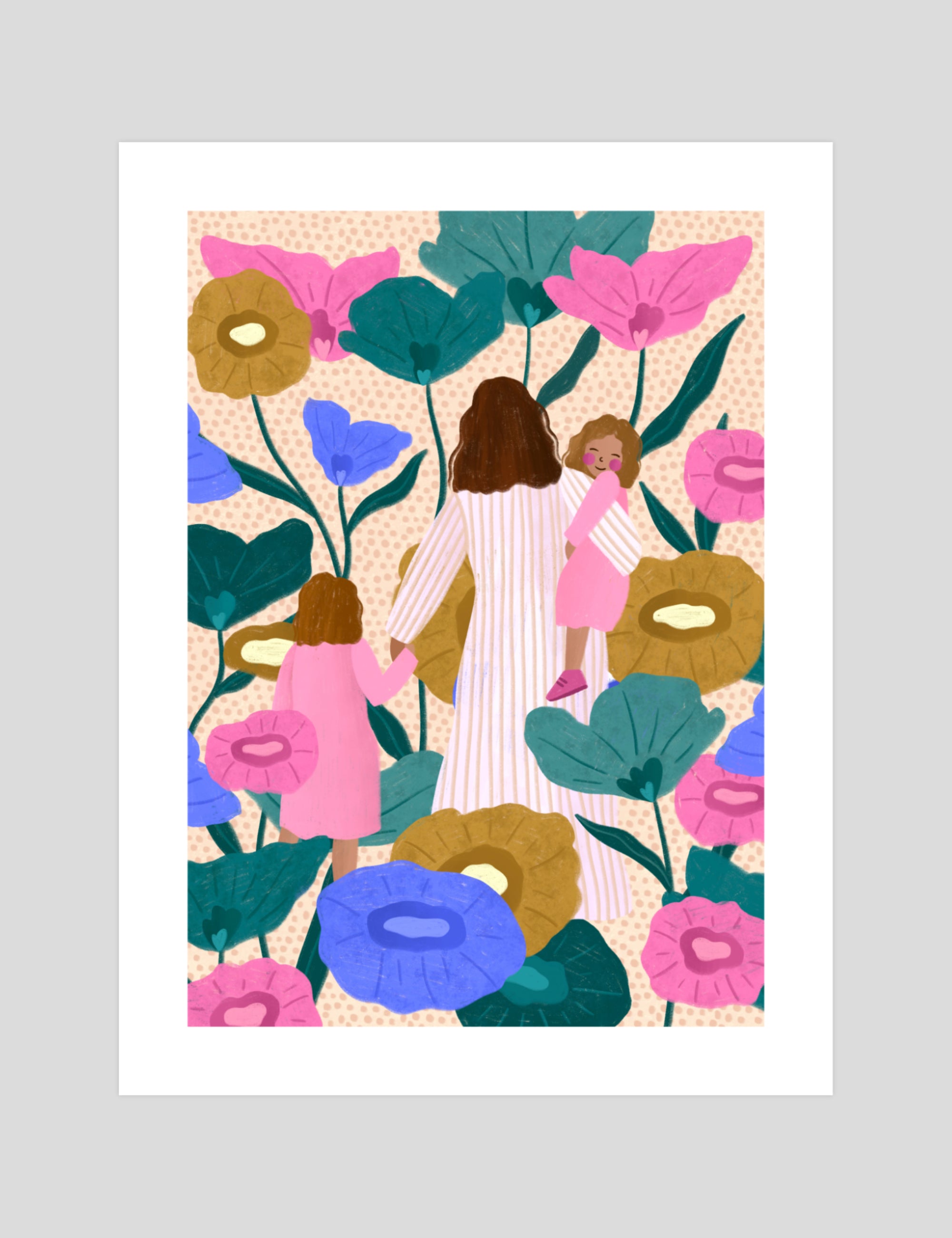 Bea Müller Mother and Daughters gallery quality art print produced using 100% cotton rag textured art paper and pigment based archival inks in New Zealand.