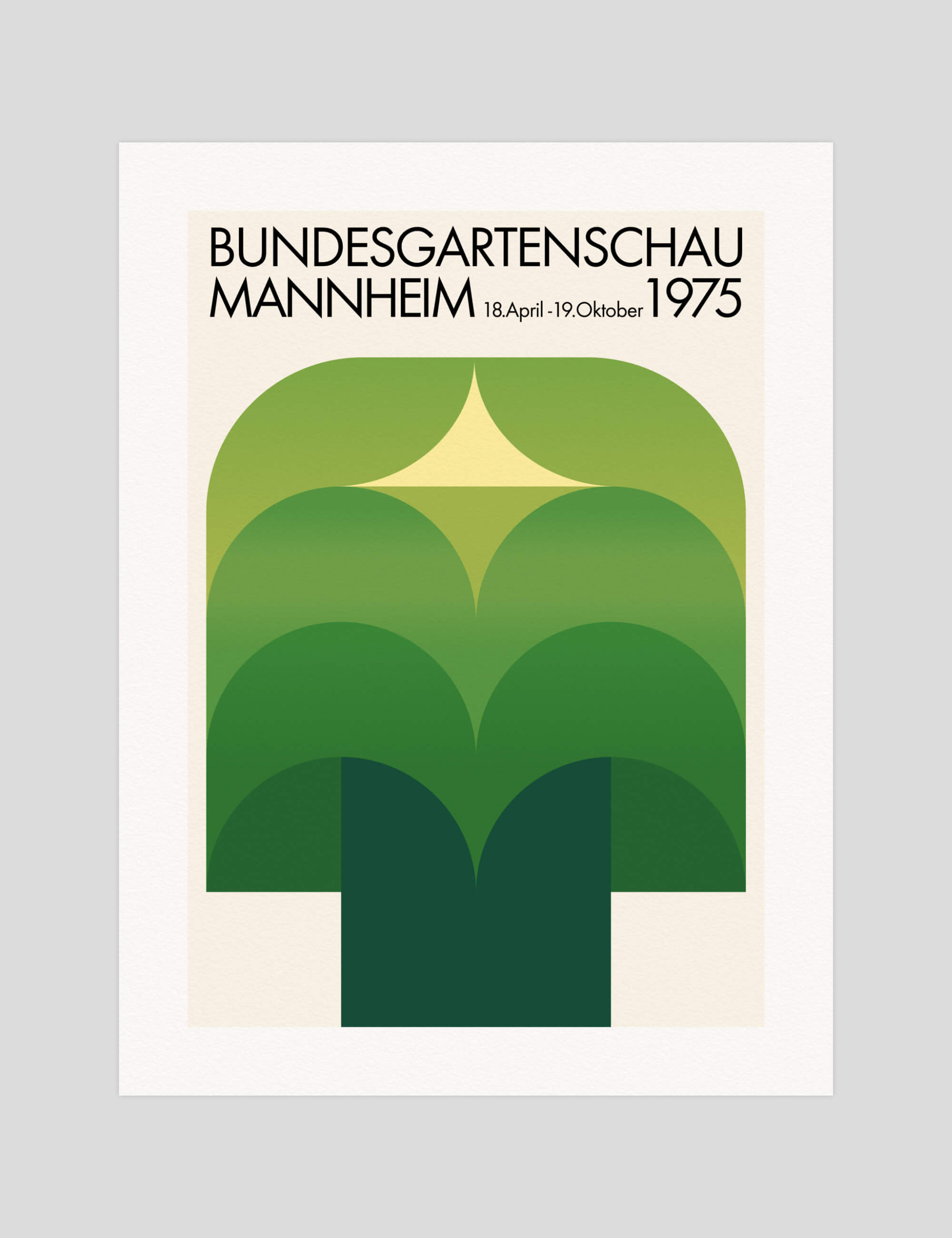 Bundesgartenschau 1975 gallery quality art print produced using 100% cotton rag textured art paper and pigment based archival inks in New Zealand.