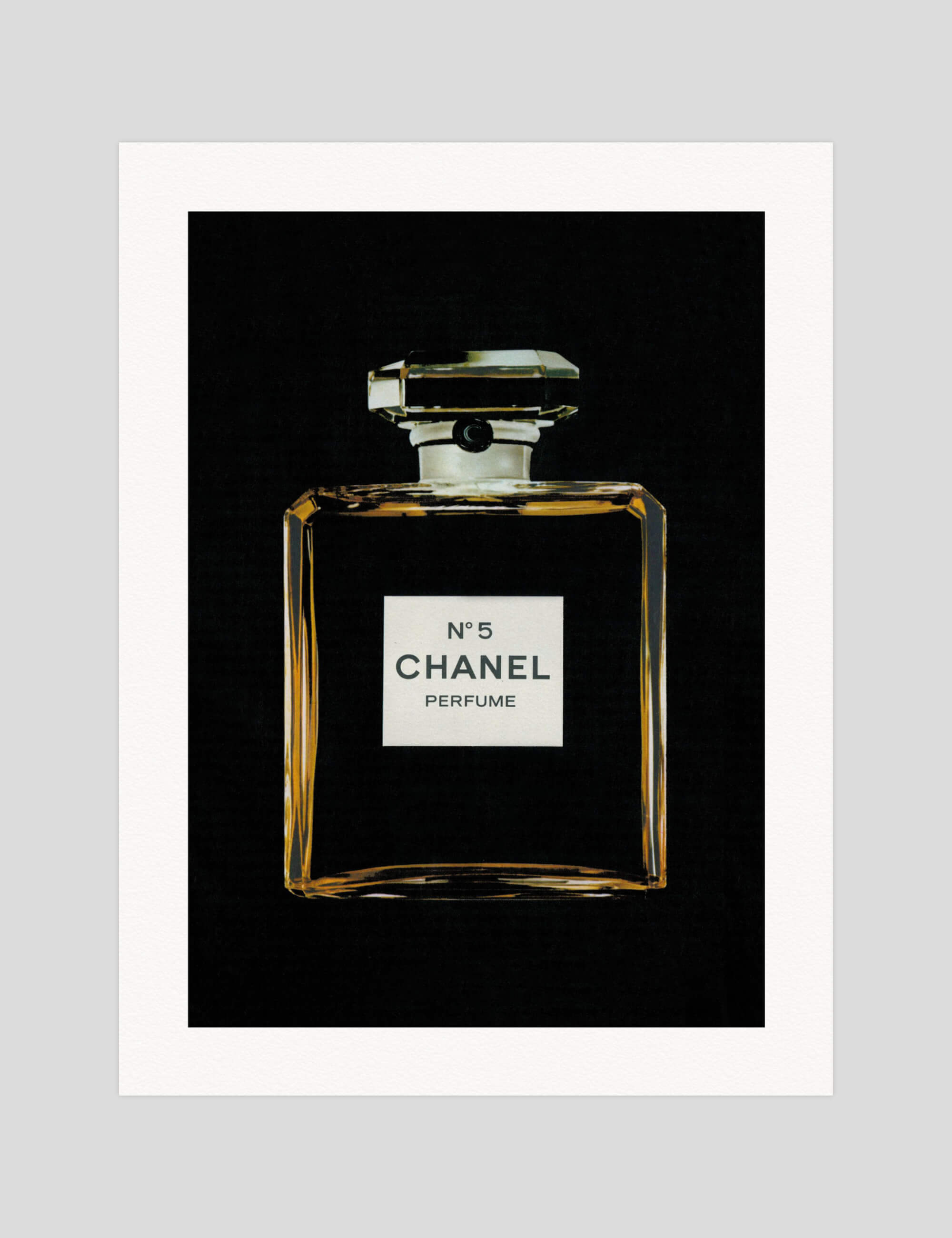 Chanel No.5 gallery quality art print produced using 100% cotton rag textured art paper and pigment based archival inks in New Zealand.