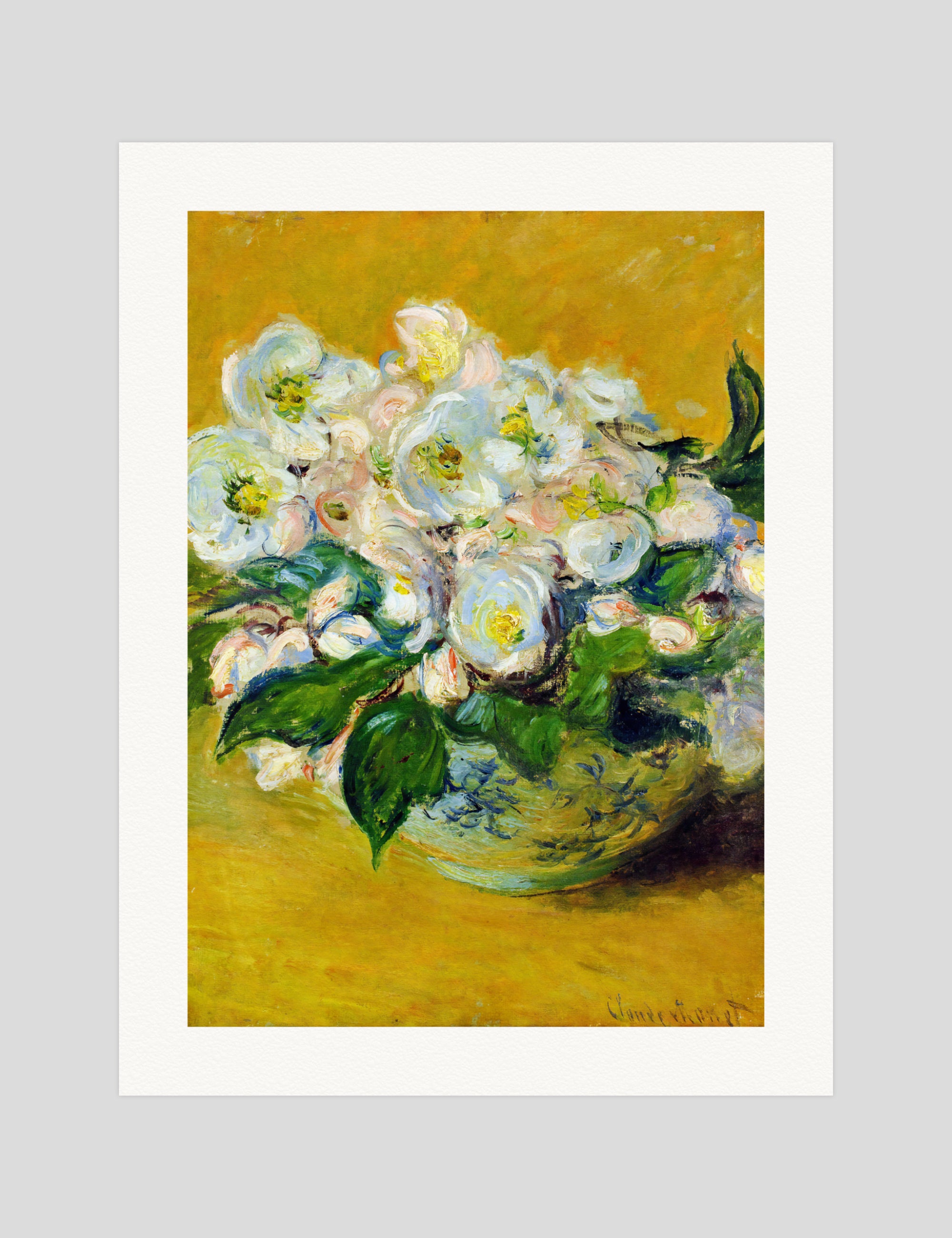 Claude Monet Roses de Noël gallery quality art print produced using 100% cotton rag textured art paper and pigment based archival inks in New Zealand.