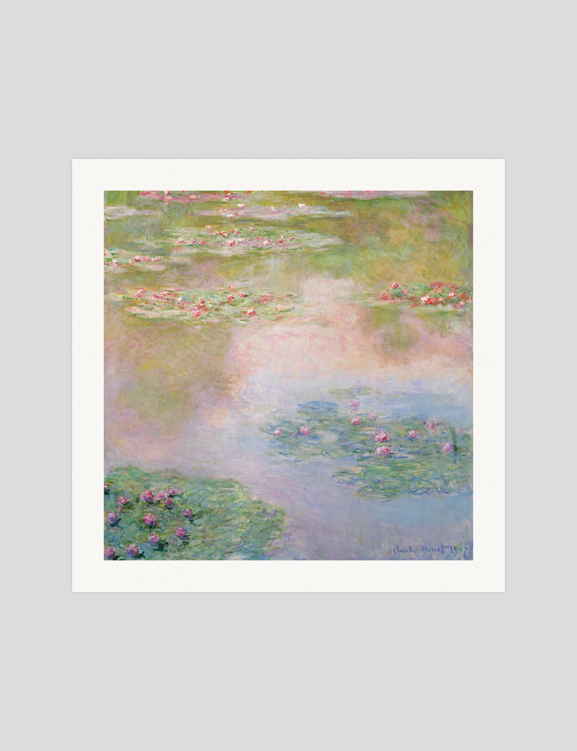 Claude Monet Water Lilies gallery quality art print produced using 100% cotton rag textured art paper and pigment based archival inks in New Zealand.
